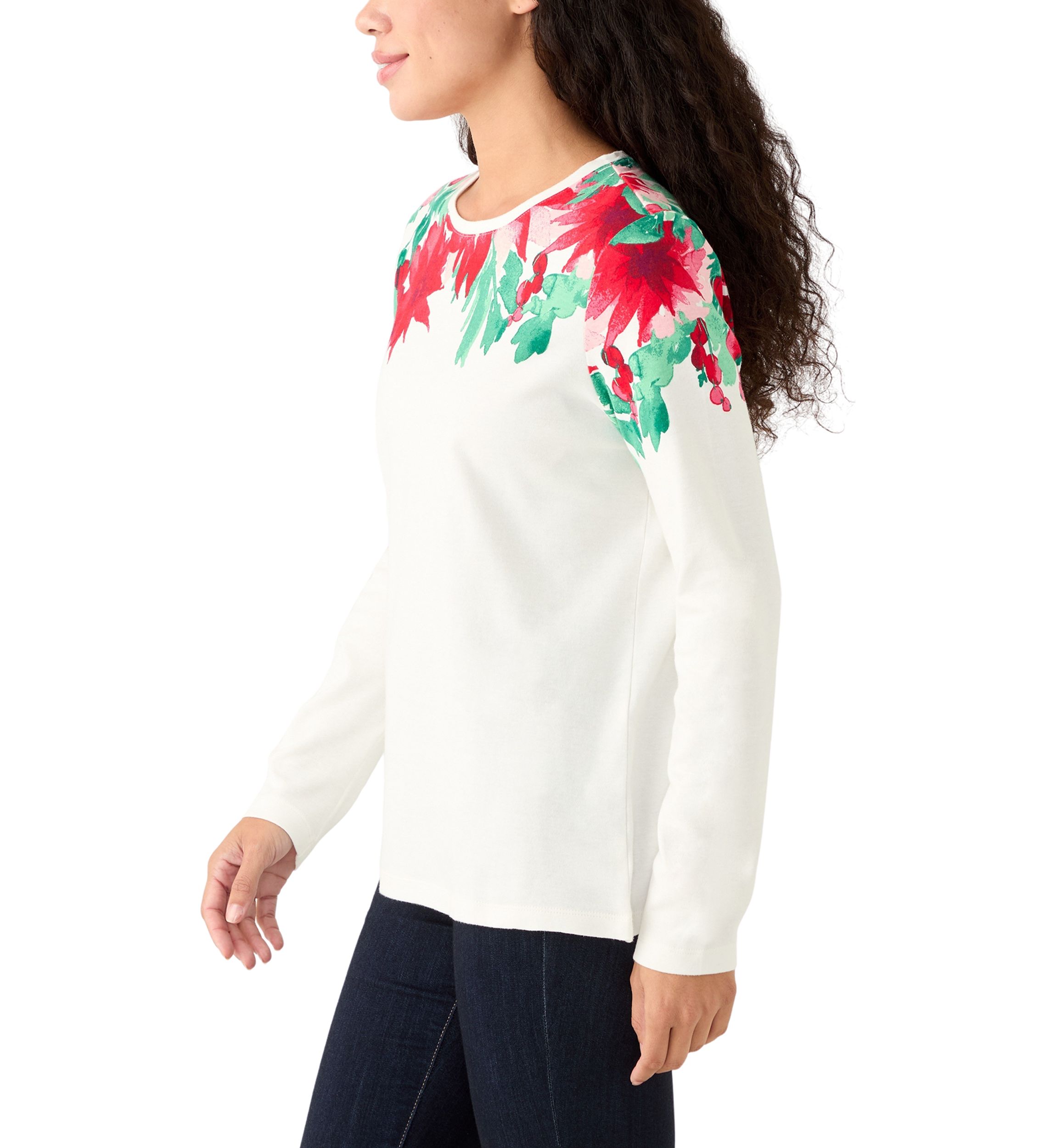 Petite Crew Neck Placement T-Shirt