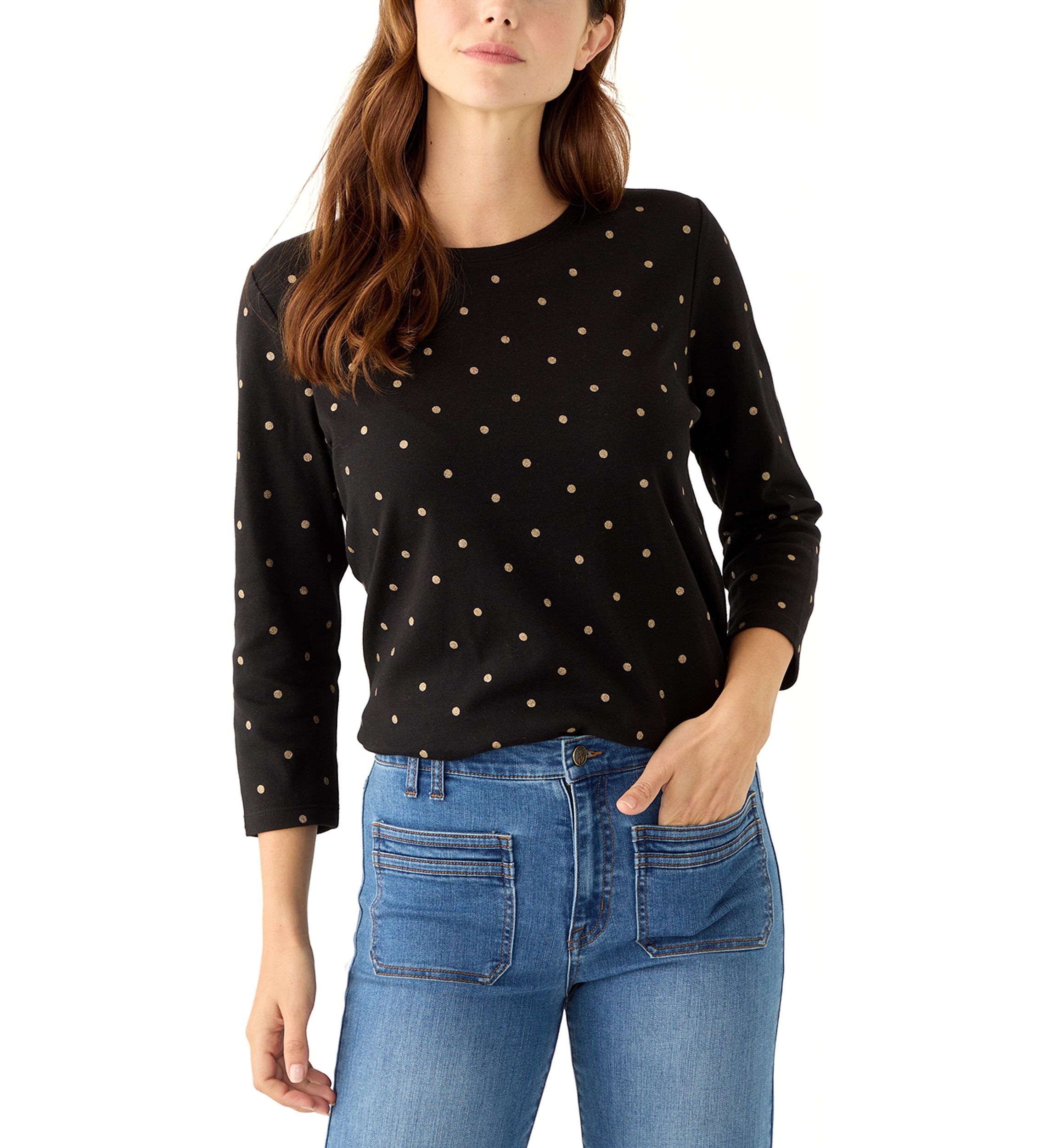 Petite Crew Foil Print T-Shirt 