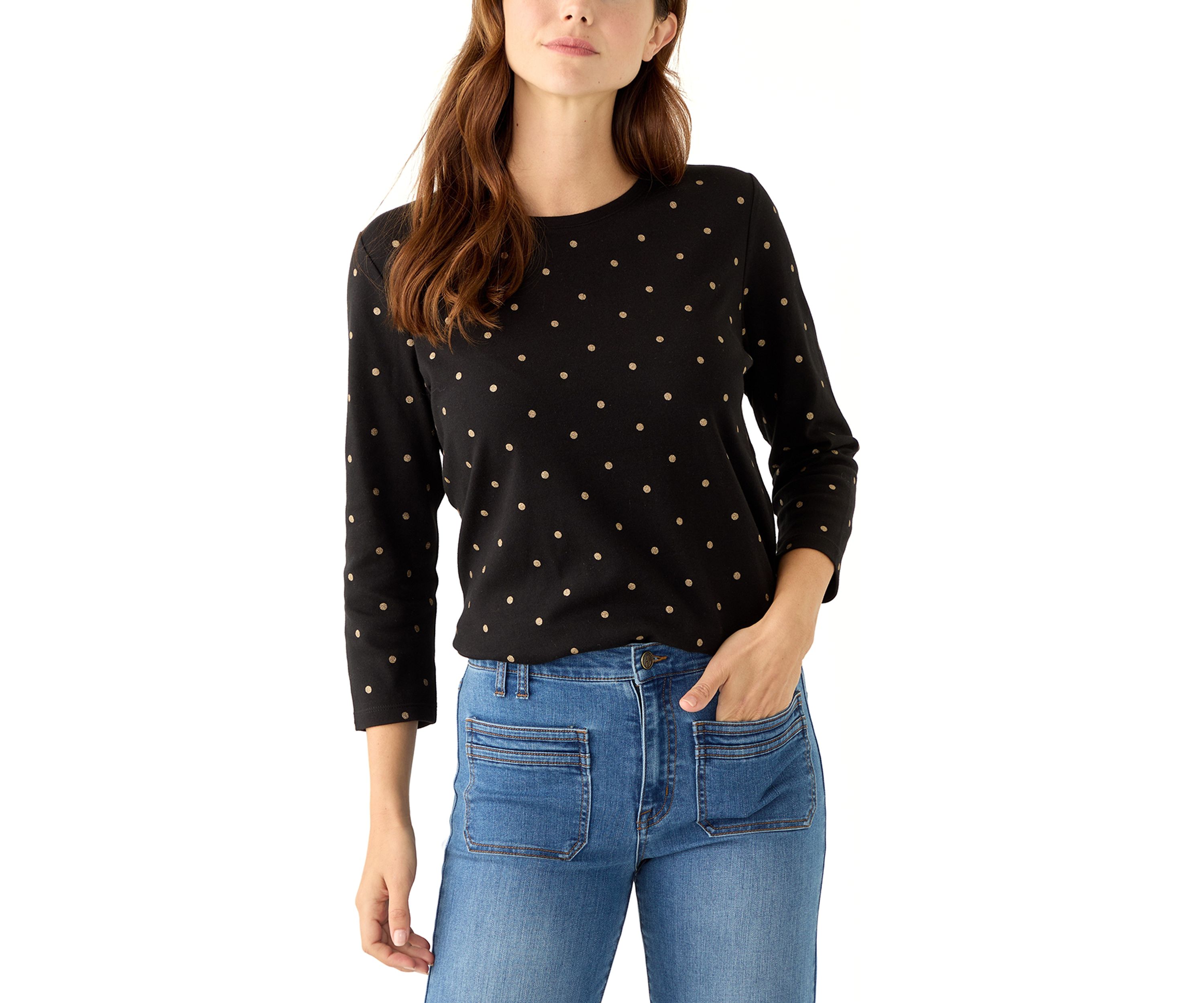 Petite Crew Foil Print T-Shirt 