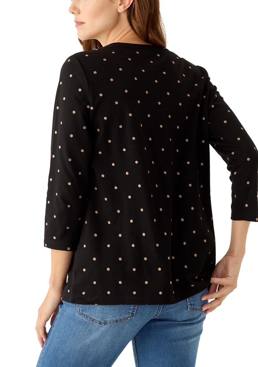 Petite Crew Foil Print T-Shirt 