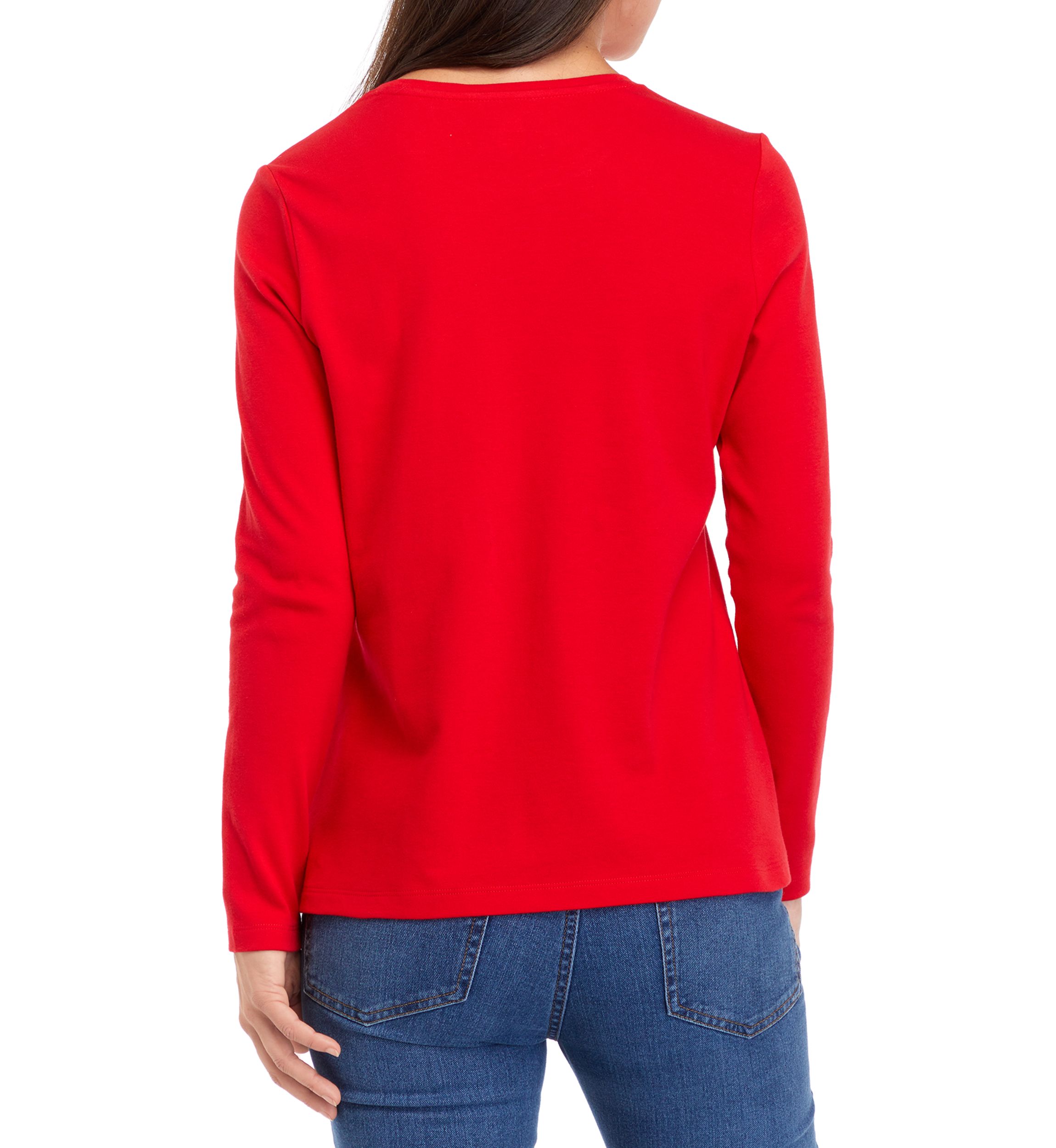 Petite Long Sleeve Crew Neck Holiday Graphic T-Shirt 