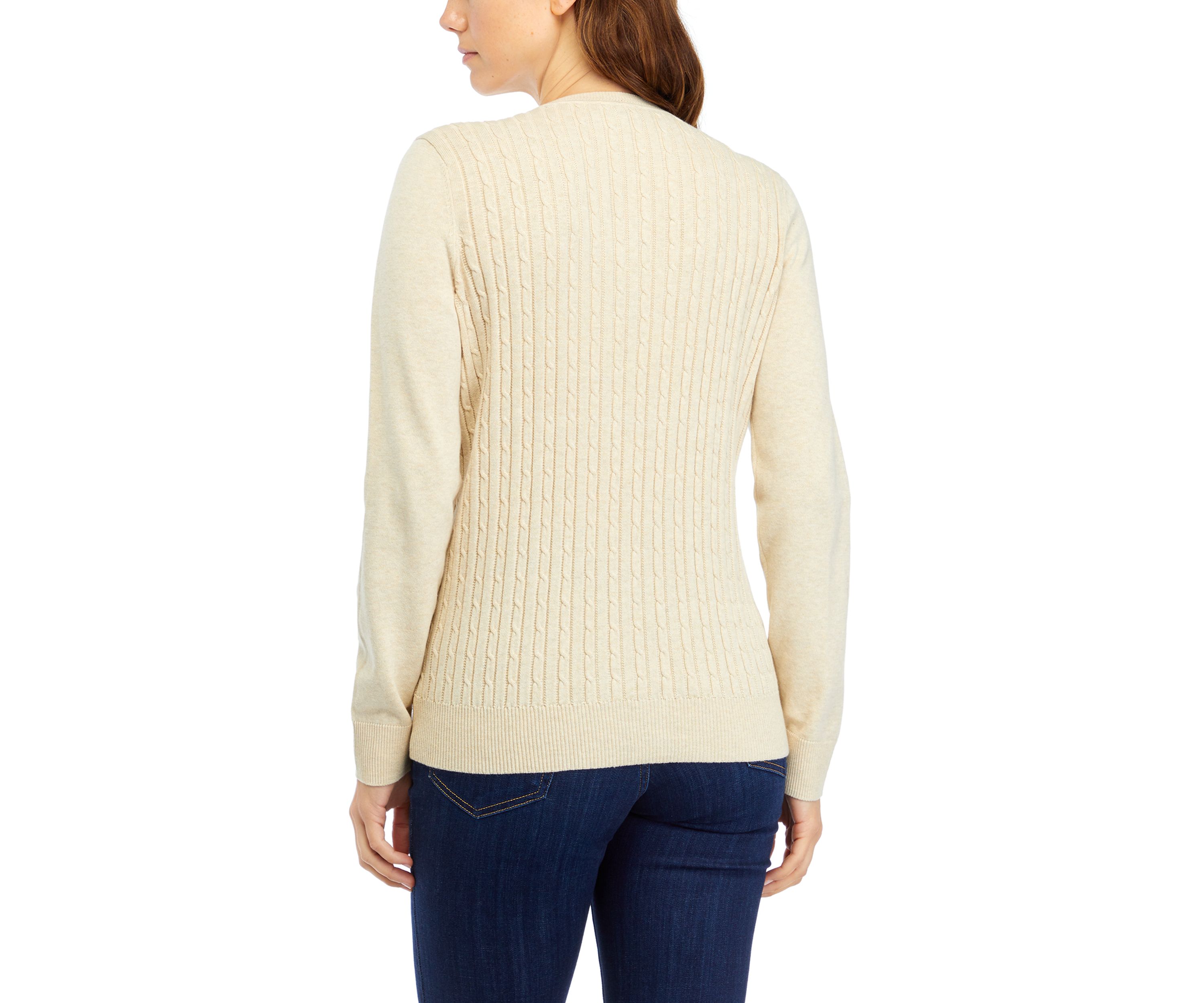 Petite Long Sleeve Cable Knit Sweater 