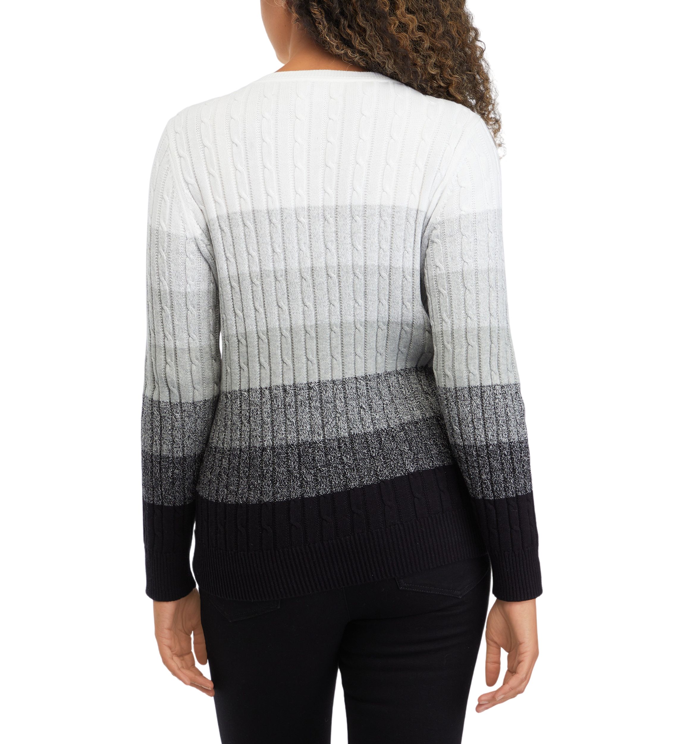 Petite Cable Knit Color Block Sweater 