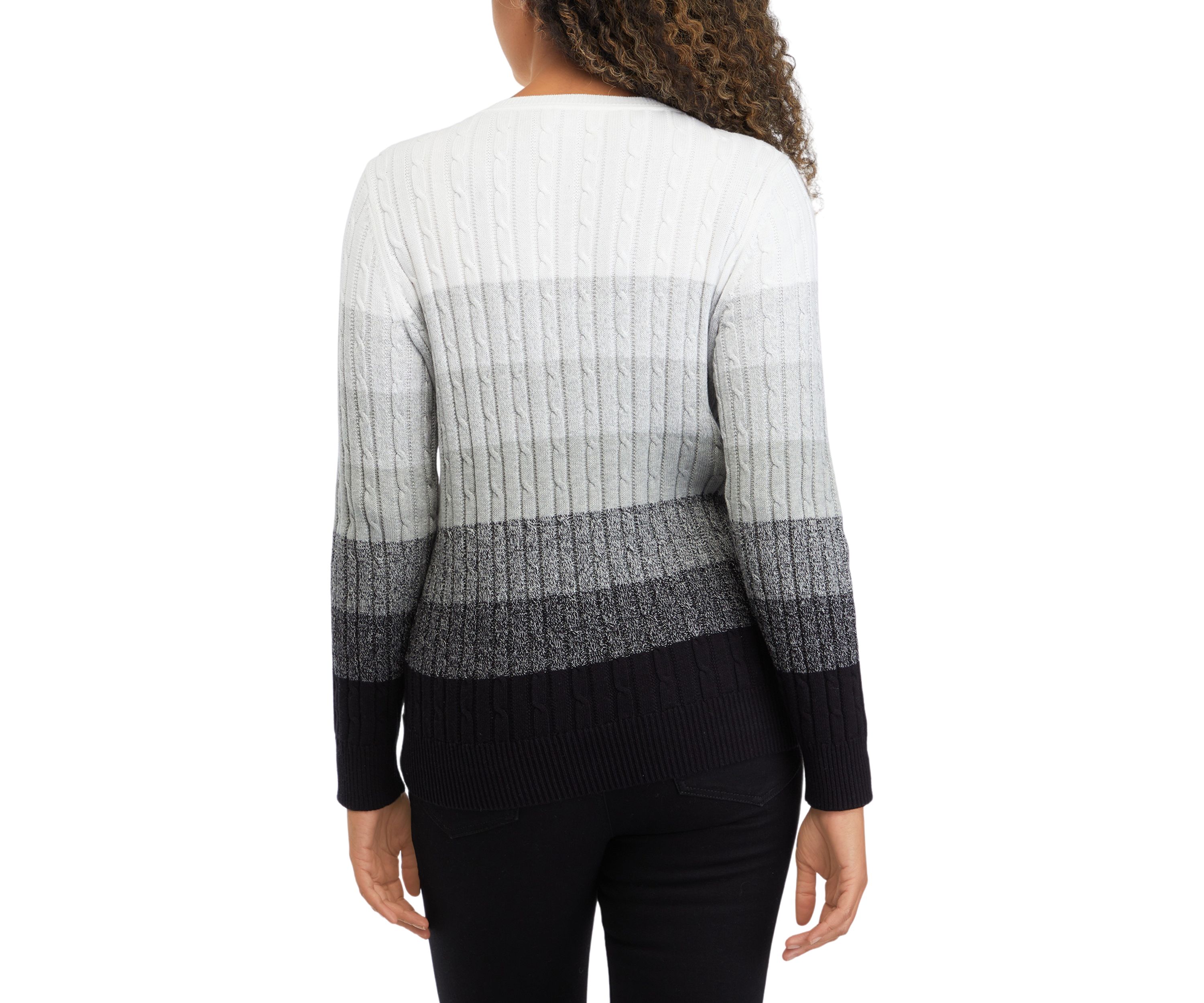 Petite Cable Knit Color Block Sweater 