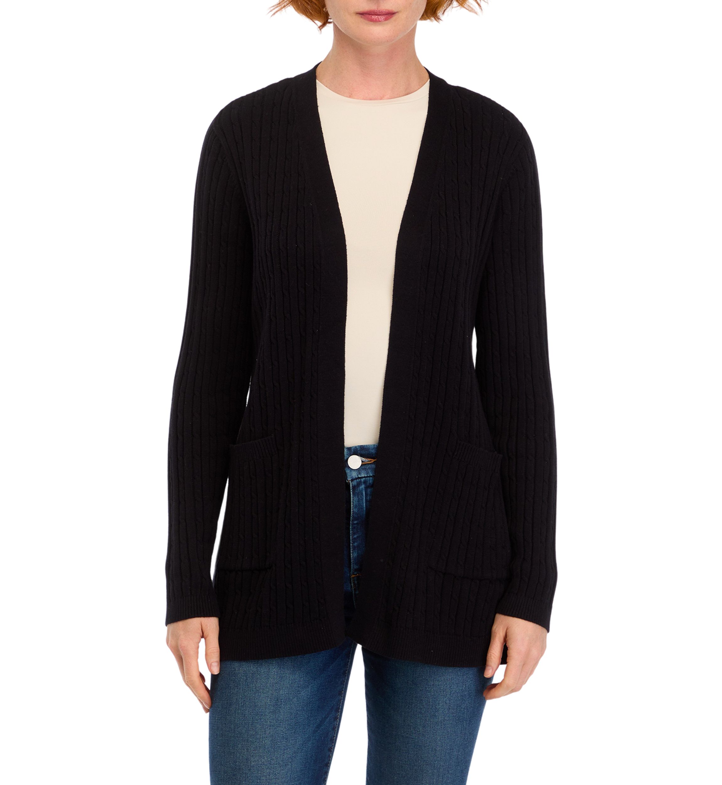 Petite Long Sleeve Cable Cardigan