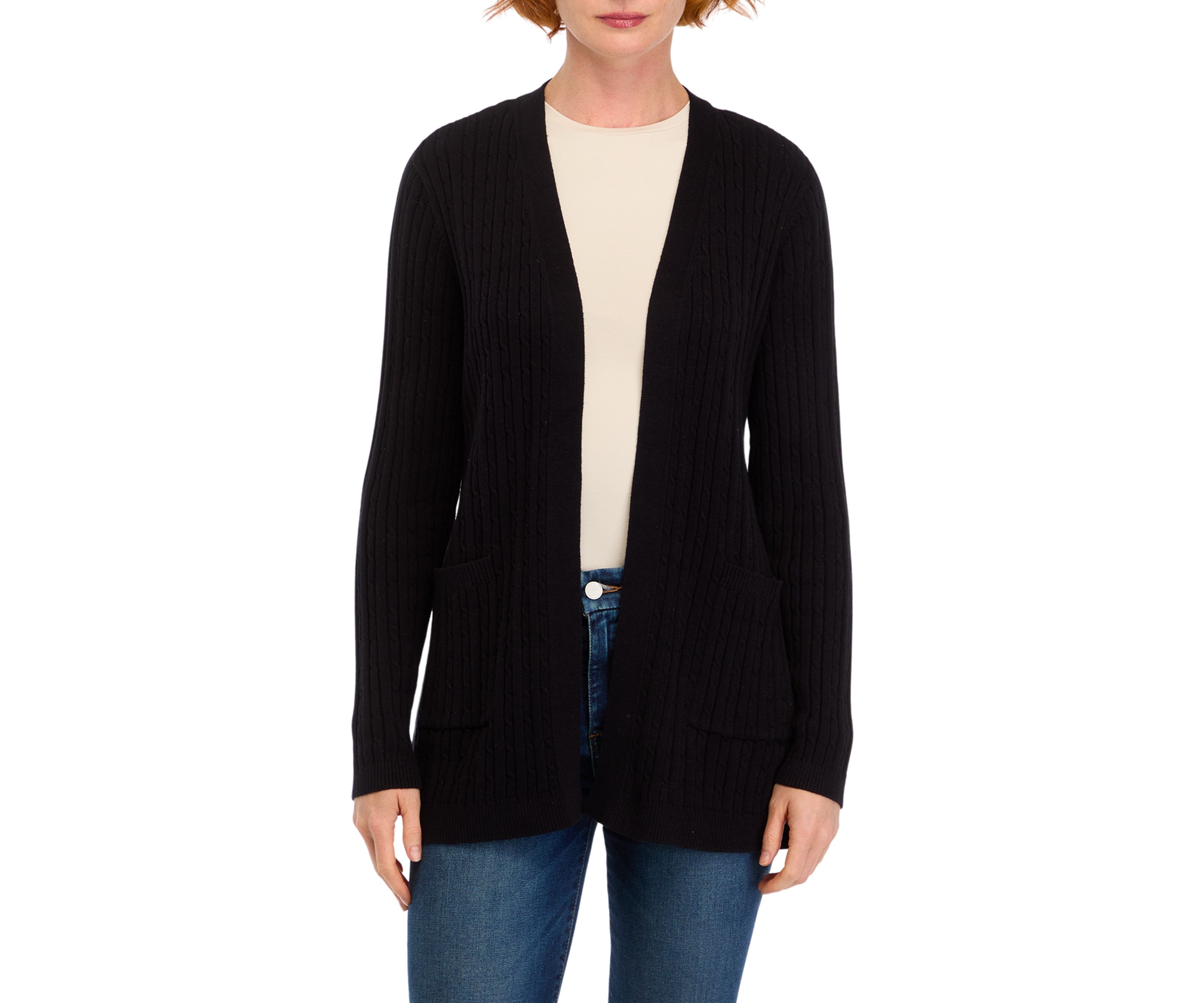 Petite Long Sleeve Cable Cardigan
