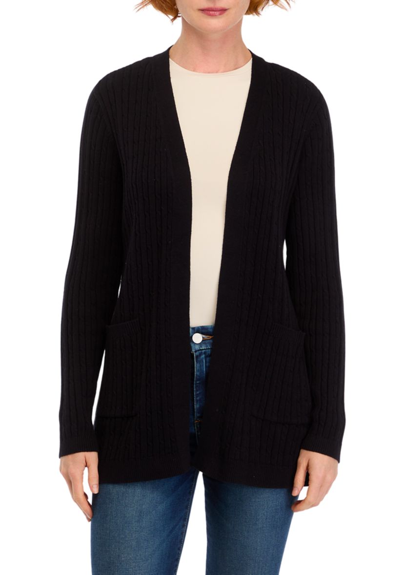 Petite Long Sleeve Cable Cardigan
