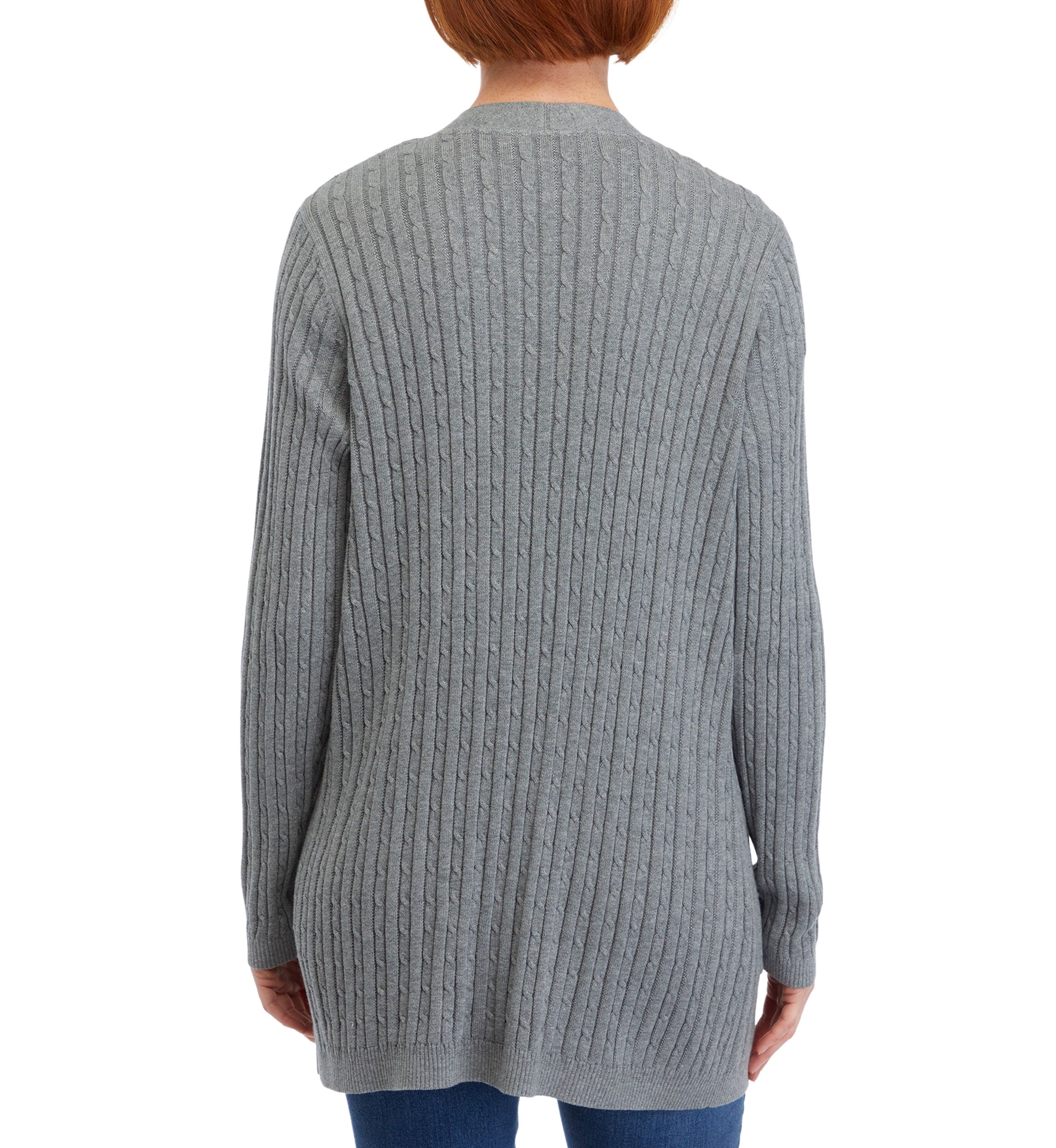 Petite Long Sleeve Cable Knit Cardigan 