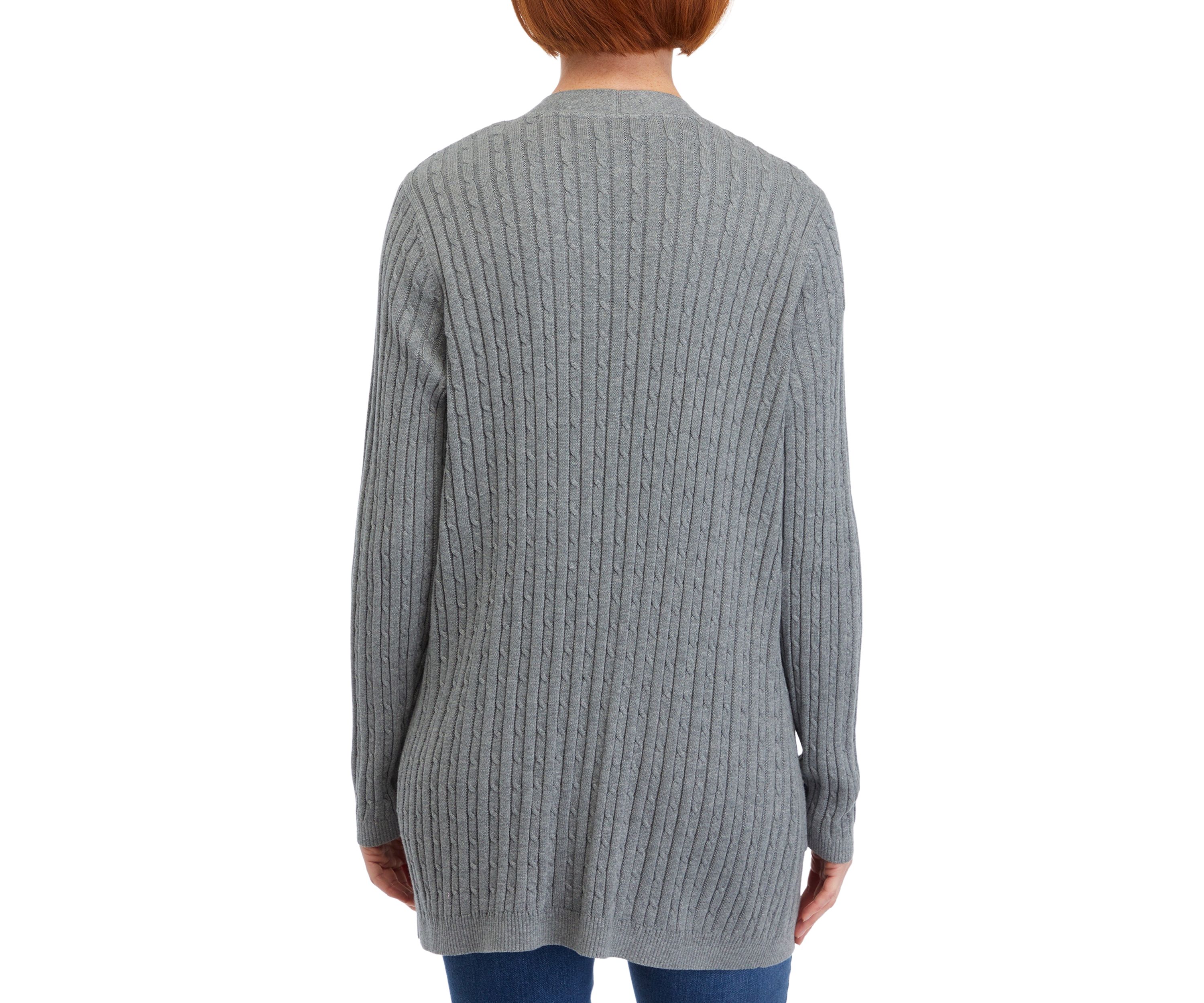 Petite Long Sleeve Cable Knit Cardigan 