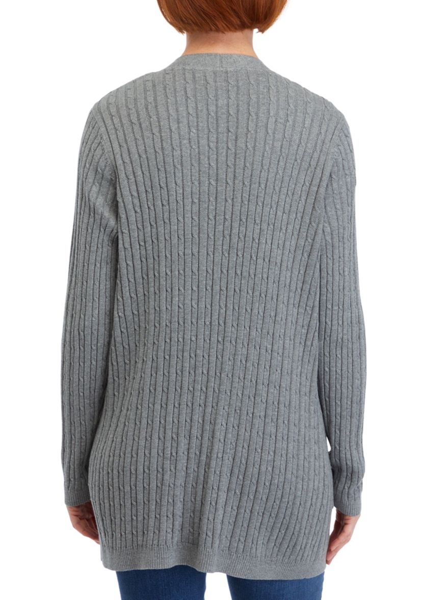 Petite Long Sleeve Cable Knit Cardigan 