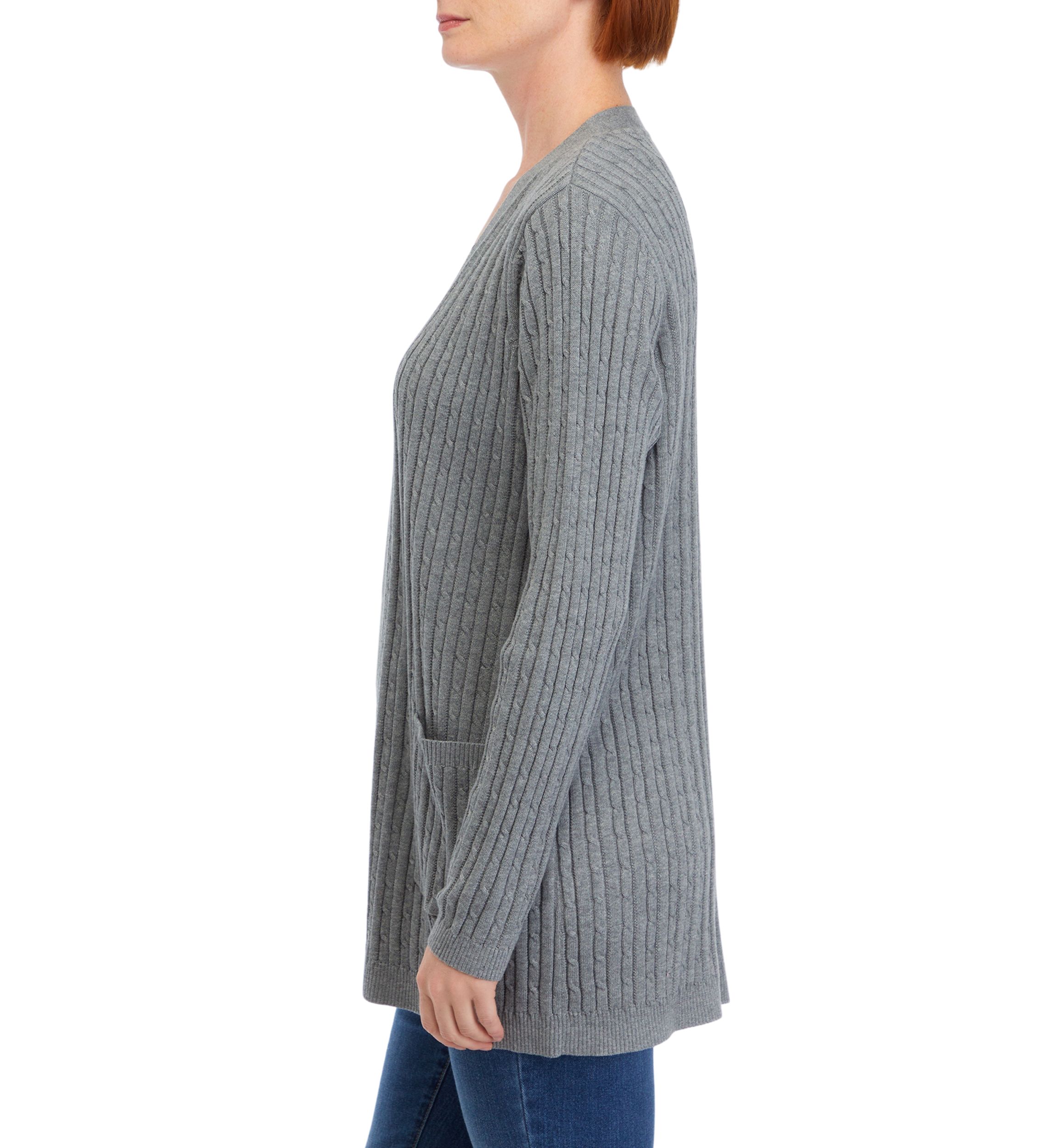 Petite Long Sleeve Cable Knit Cardigan 