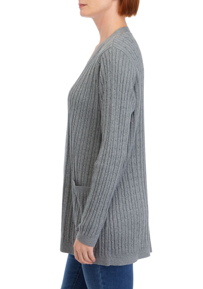Petite Long Sleeve Cable Knit Cardigan 