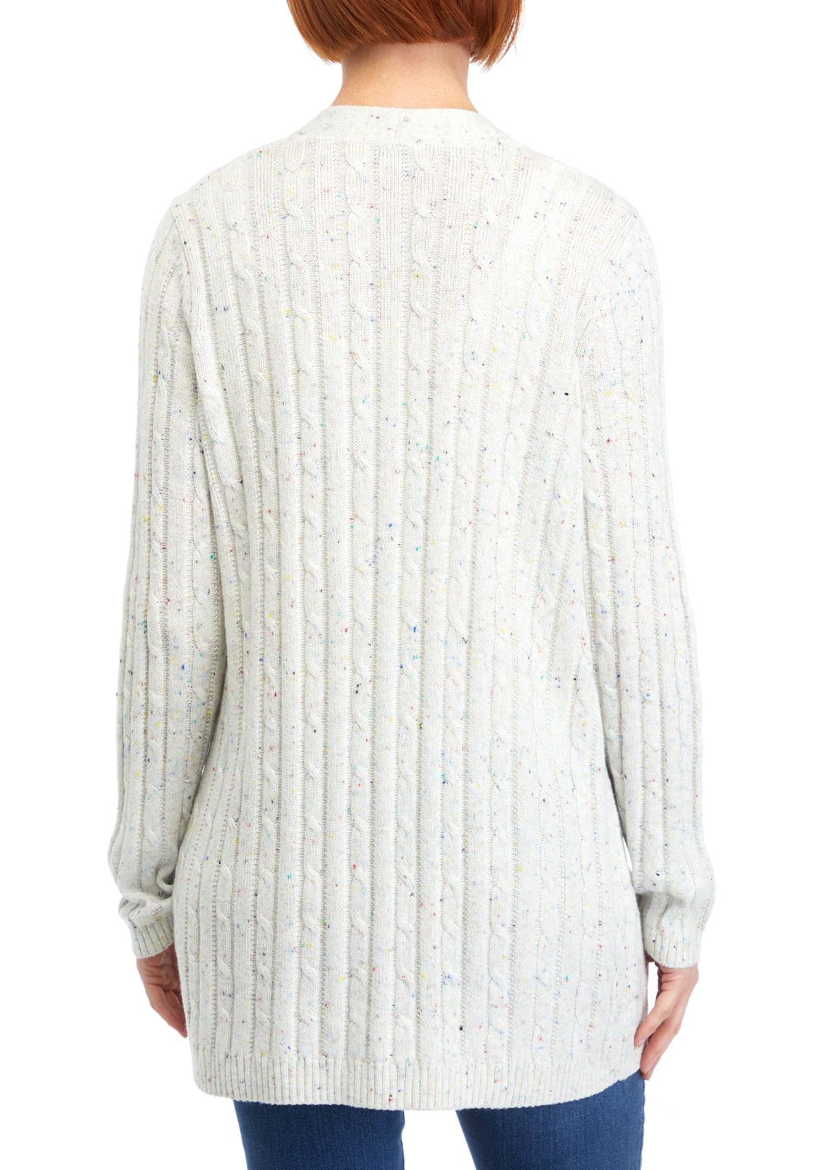 Petite Speckled Cable Knit Cardigan 