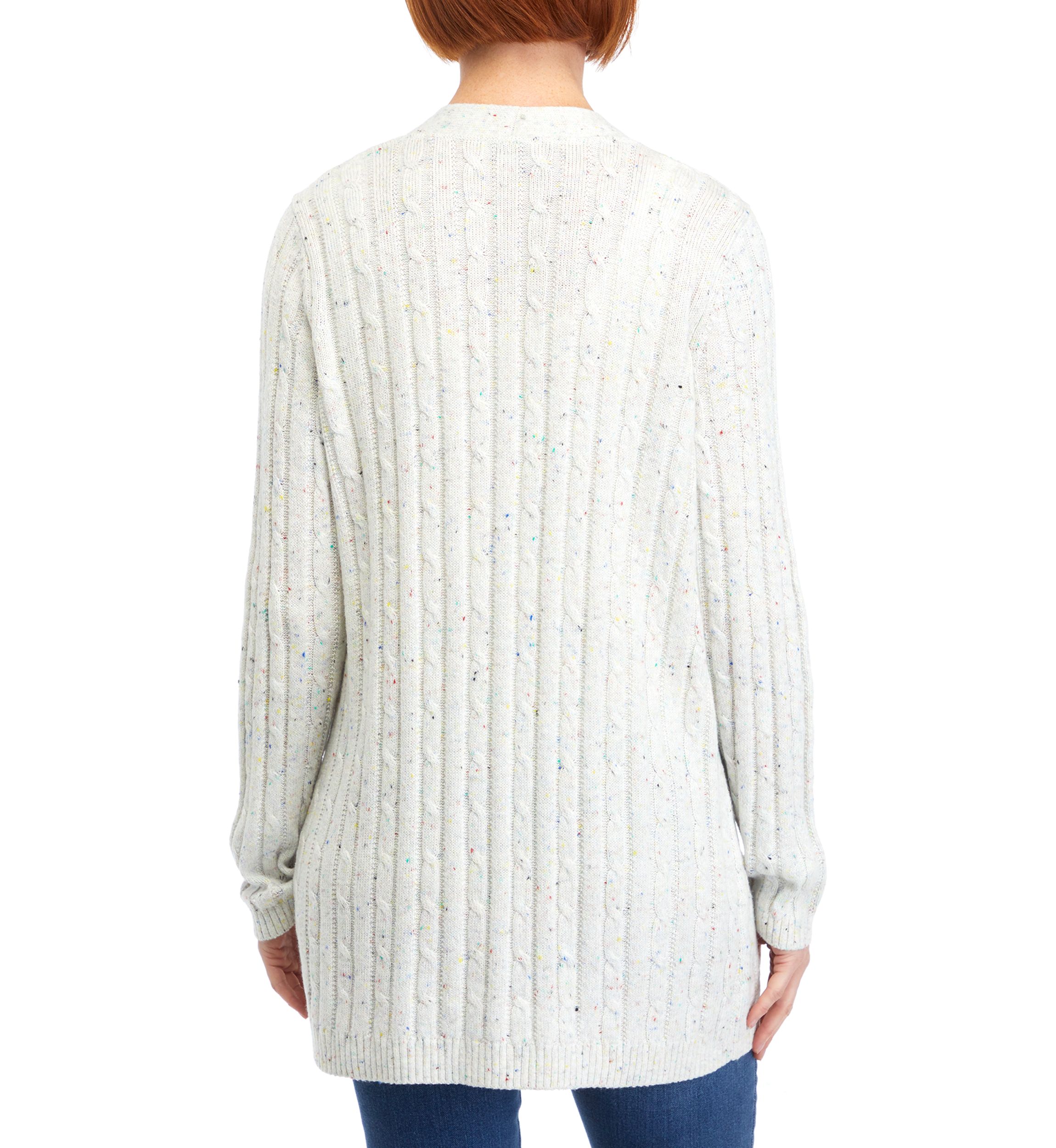Petite Speckled Cable Knit Cardigan 