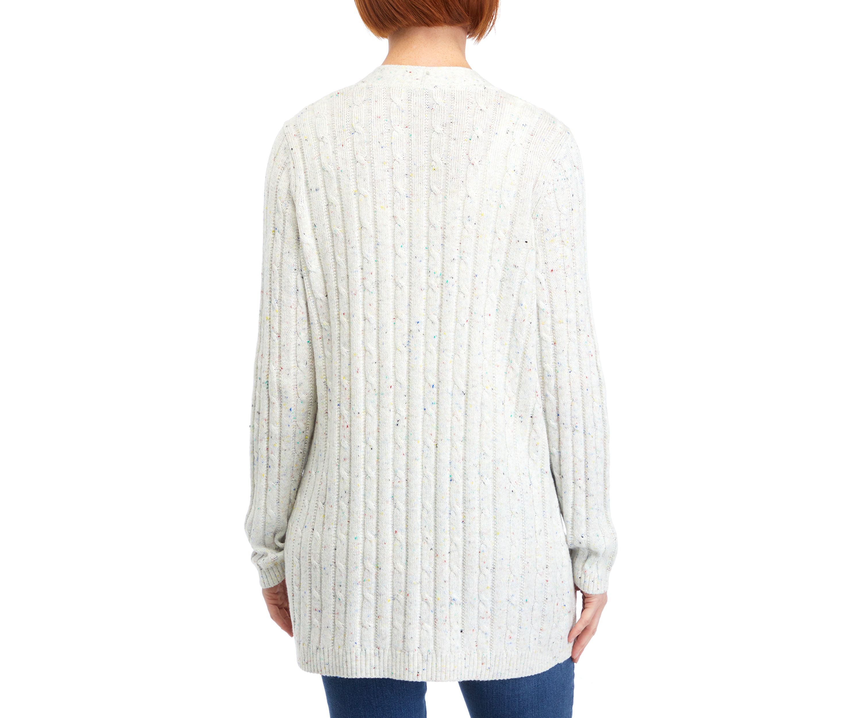 Petite Speckled Cable Knit Cardigan 