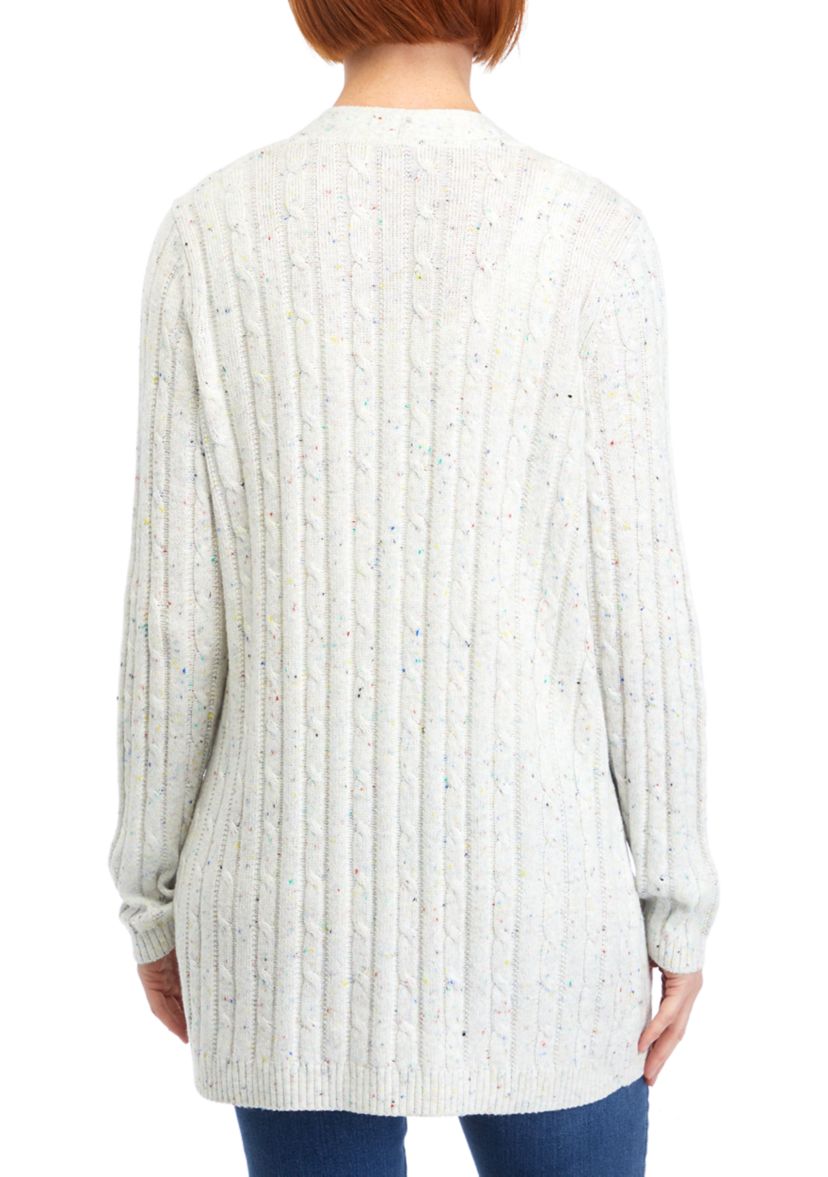 Petite Speckled Cable Knit Cardigan 