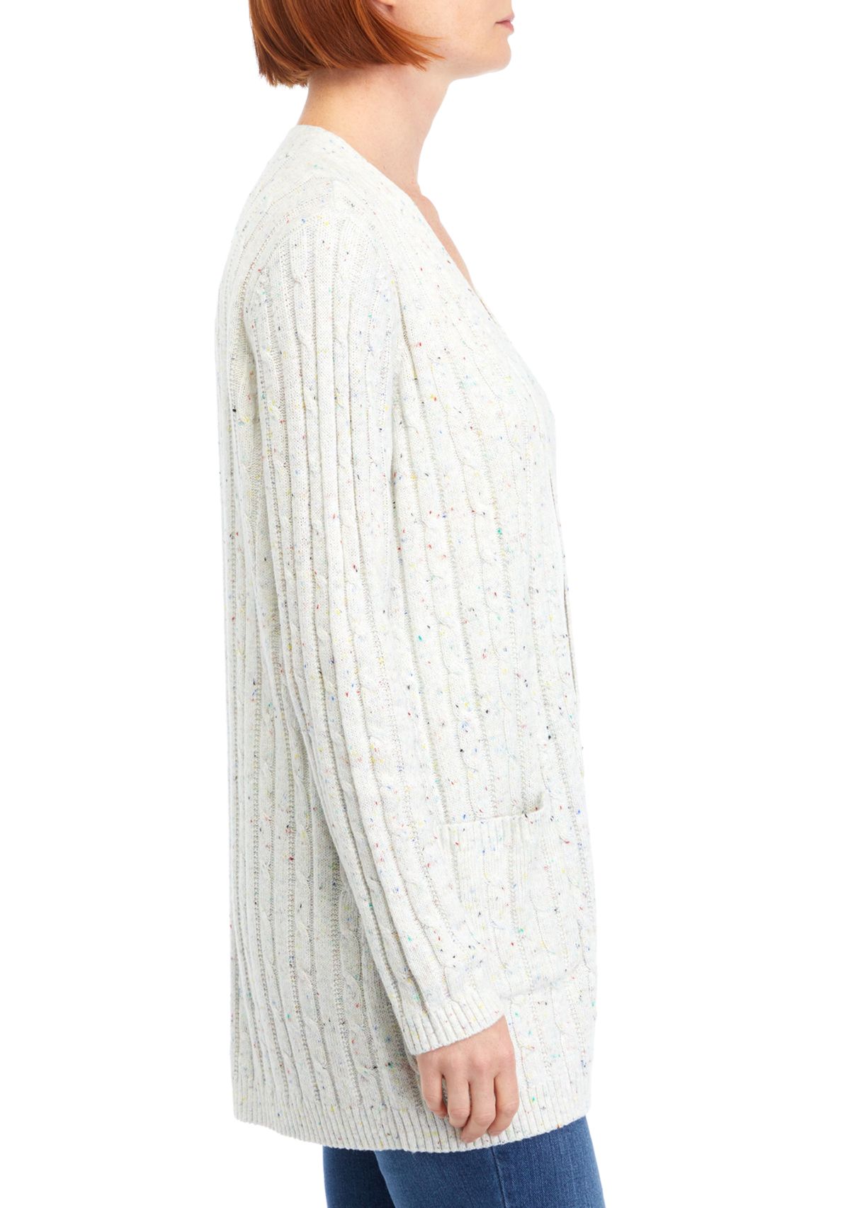 Petite Speckled Cable Knit Cardigan 