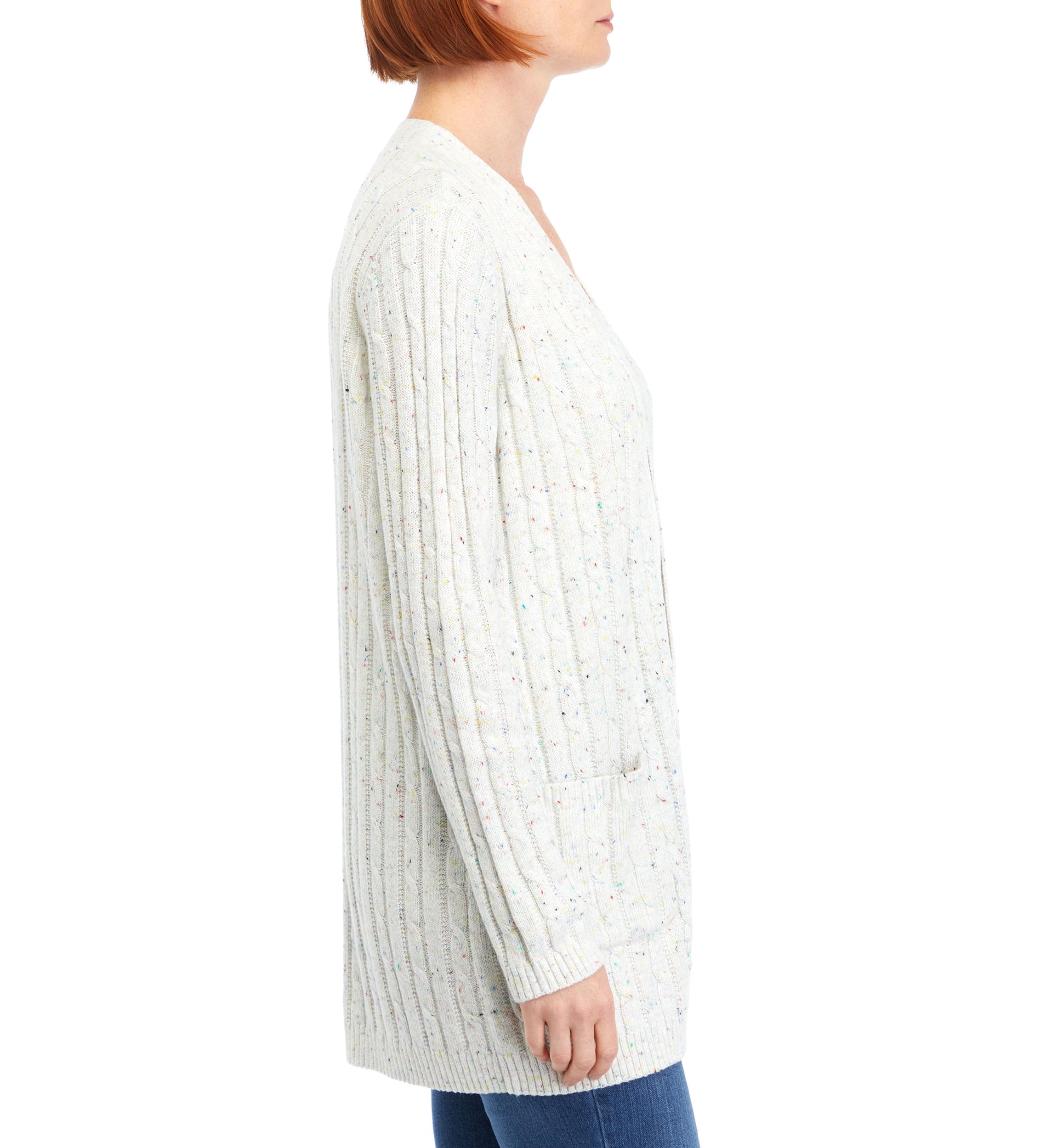 Petite Speckled Cable Knit Cardigan 