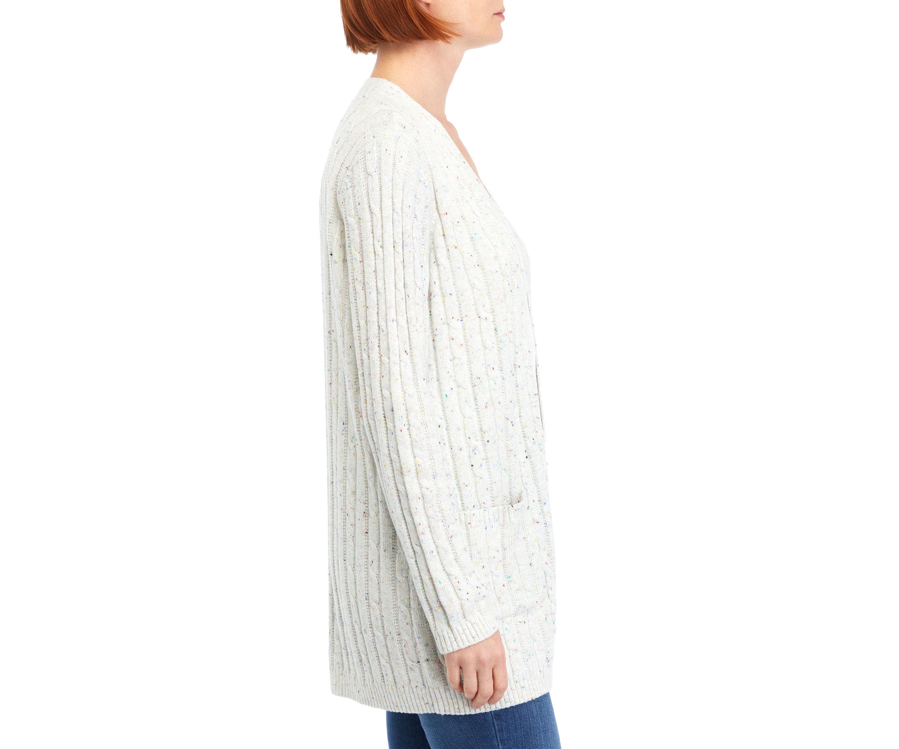 Petite Speckled Cable Knit Cardigan 