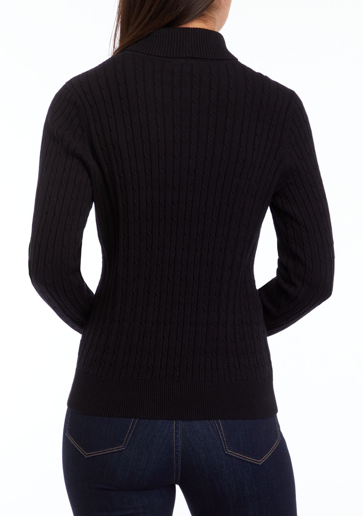 Petite Cable Knit Turtleneck Sweater 