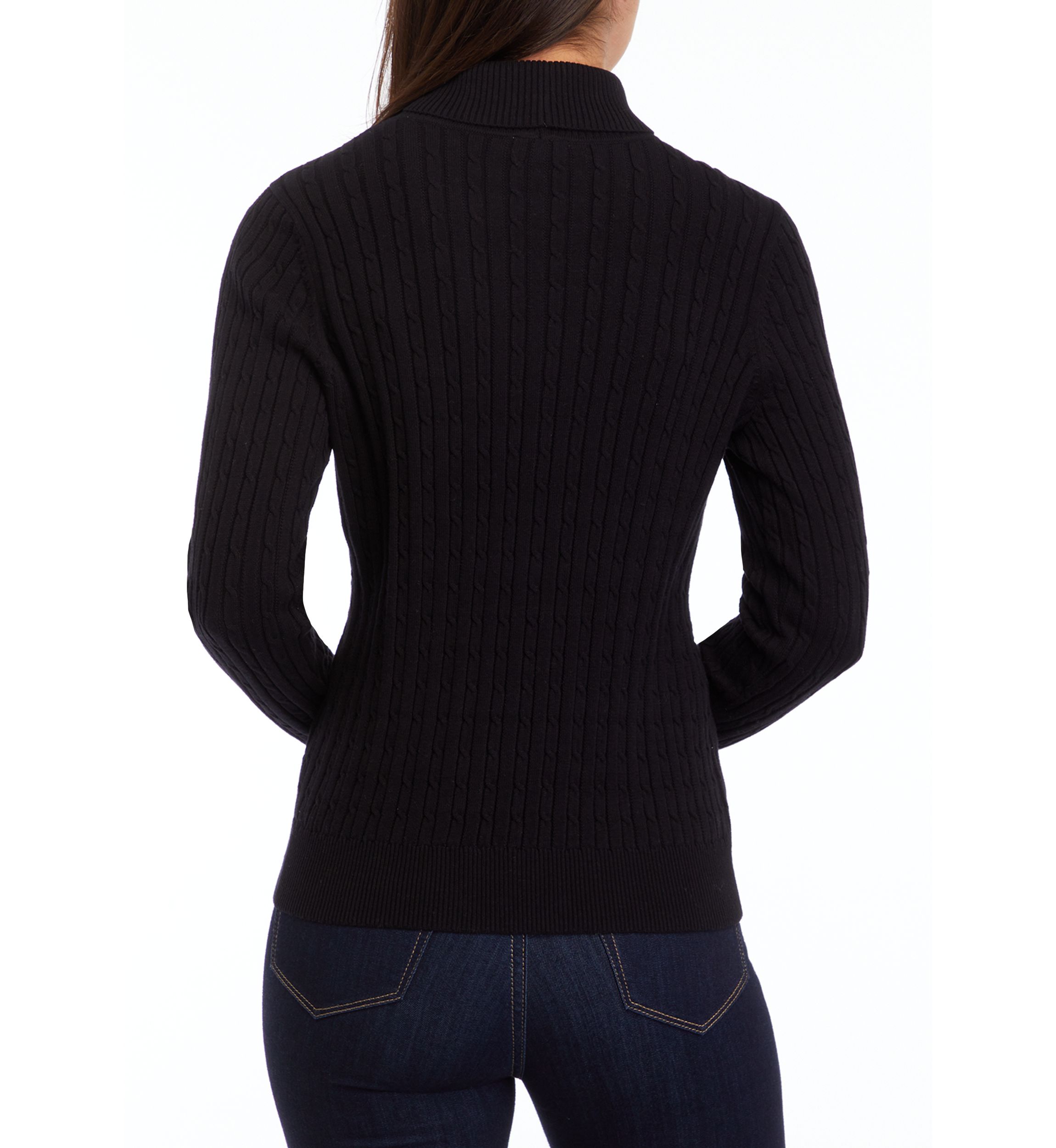 Petite Cable Knit Turtleneck Sweater 