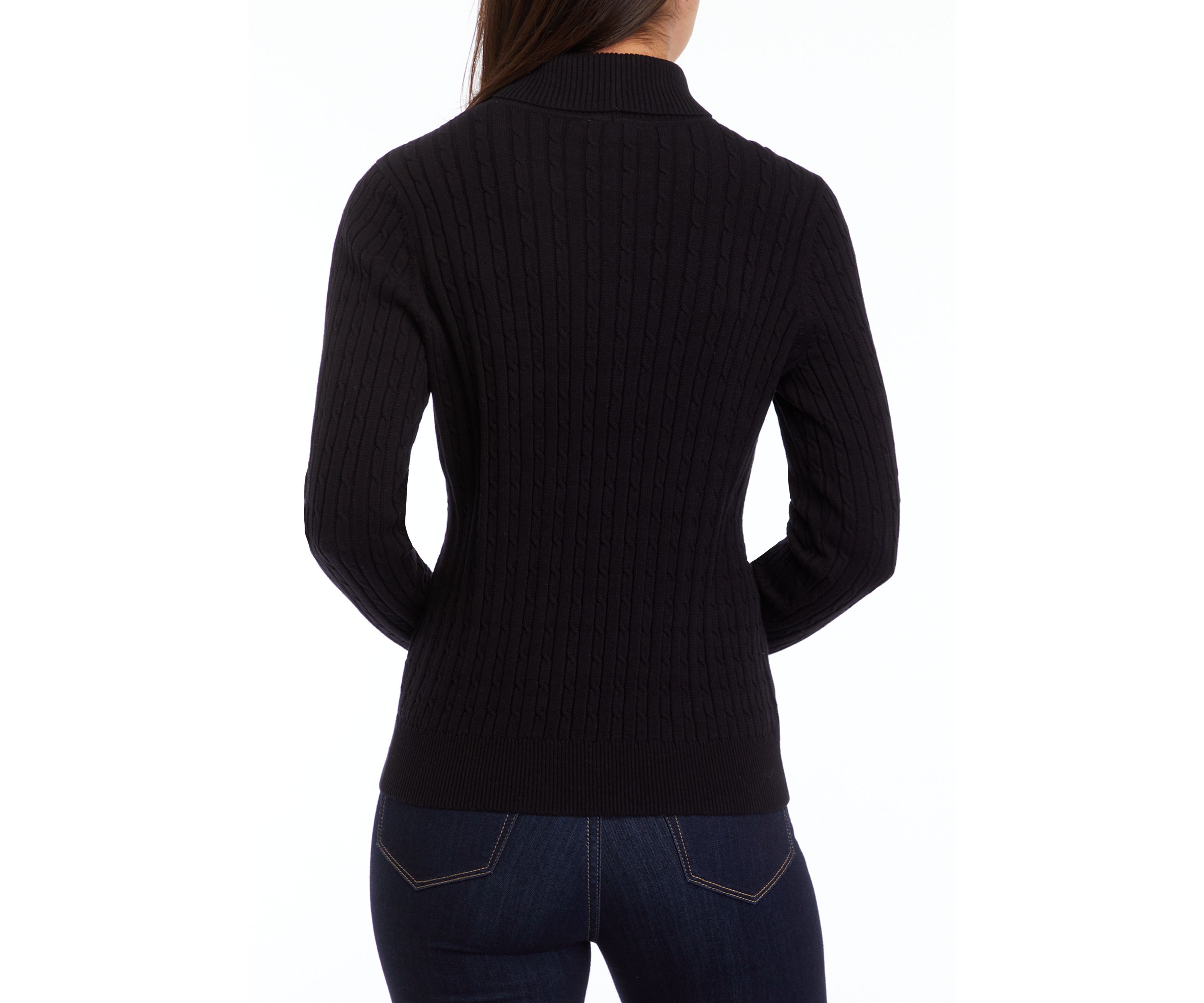 Petite Cable Knit Turtleneck Sweater 