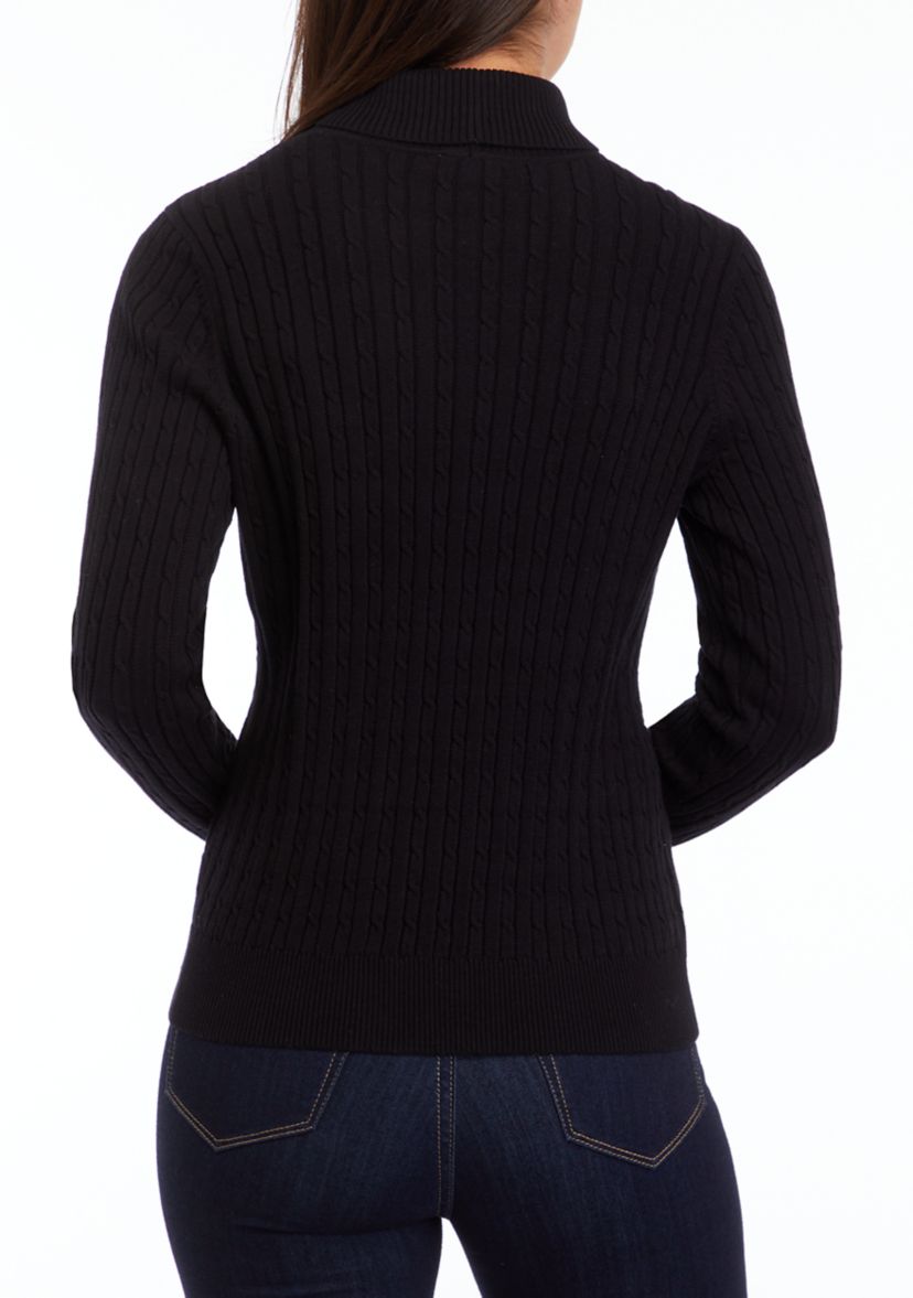 Petite Cable Knit Turtleneck Sweater 