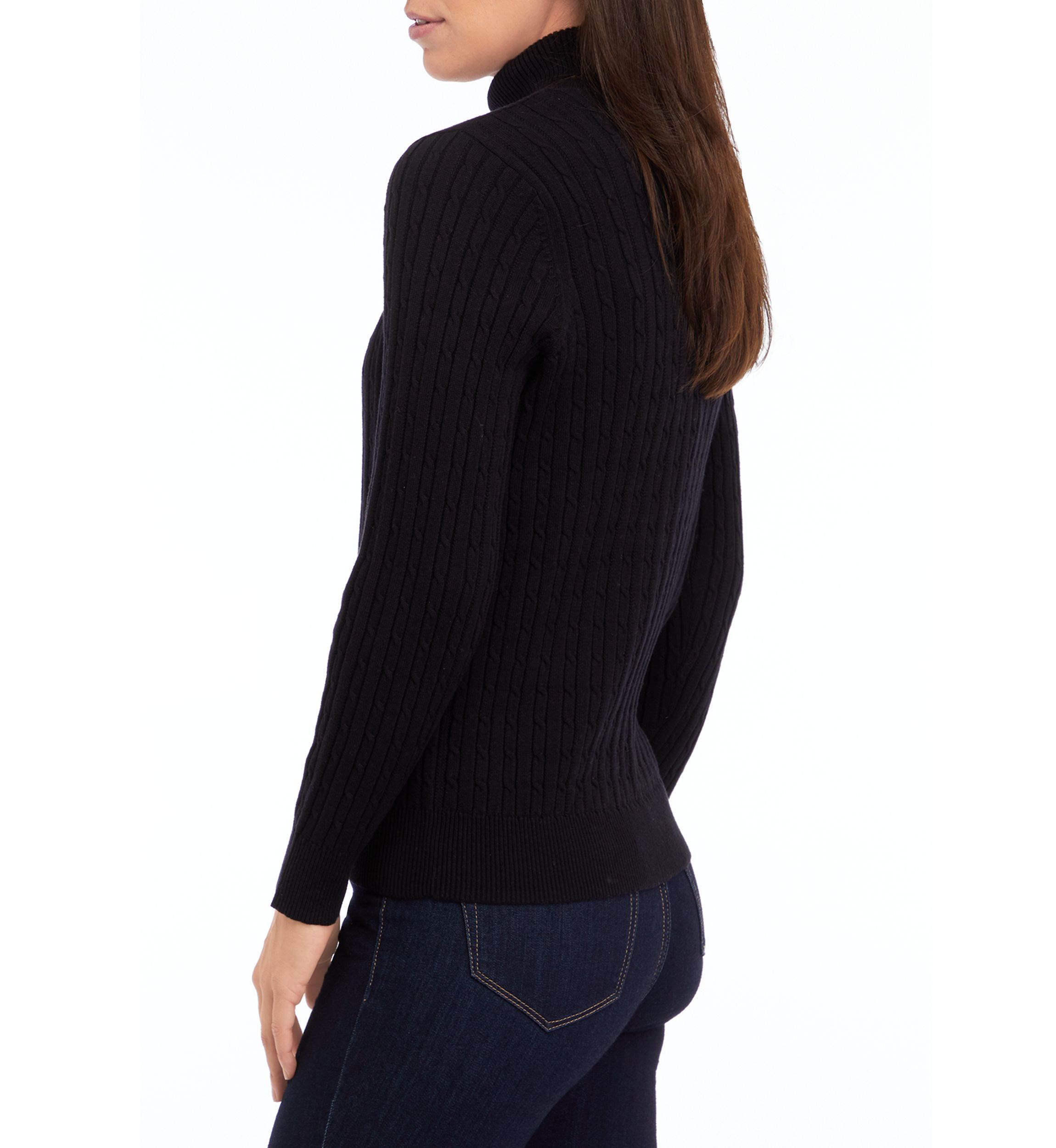 Petite Cable Knit Turtleneck Sweater 