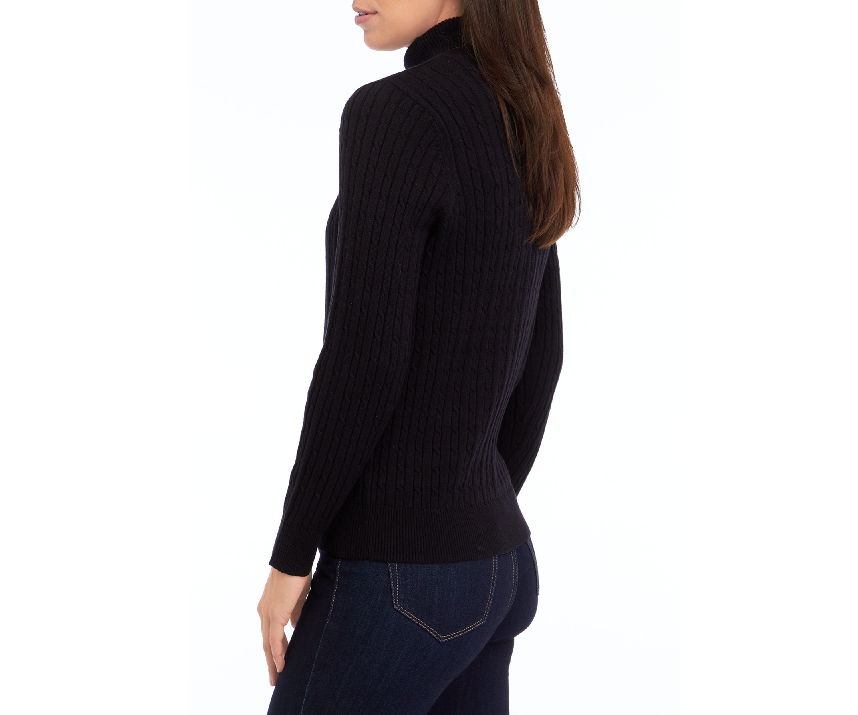 Petite Cable Knit Turtleneck Sweater 