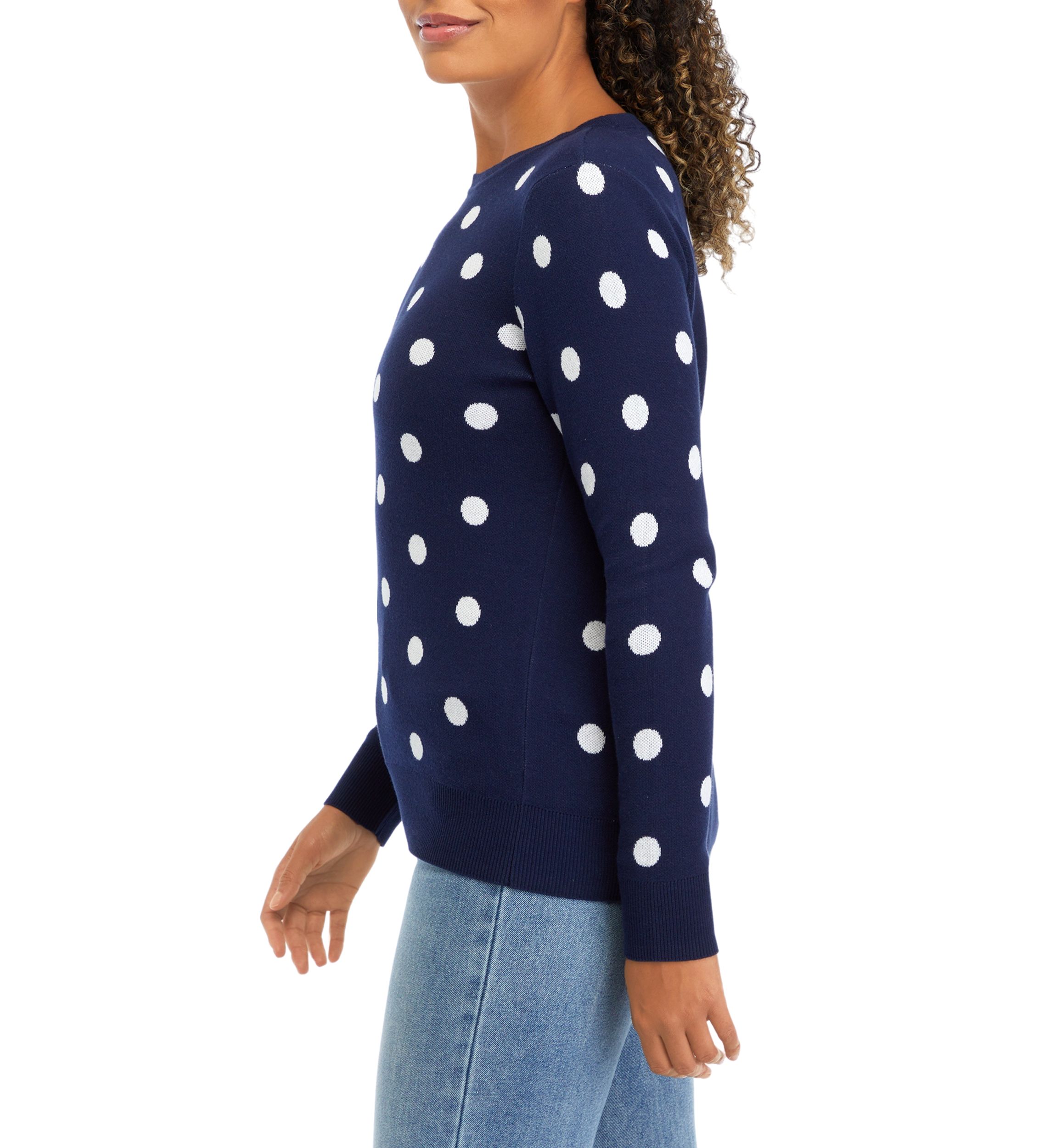 Petite Long Sleeve Crew Jacquard Sweater 
