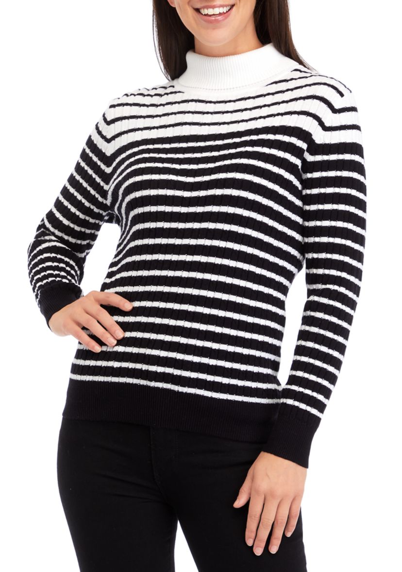 Petite Long Sleeve Cable Turtleneck Sweater 