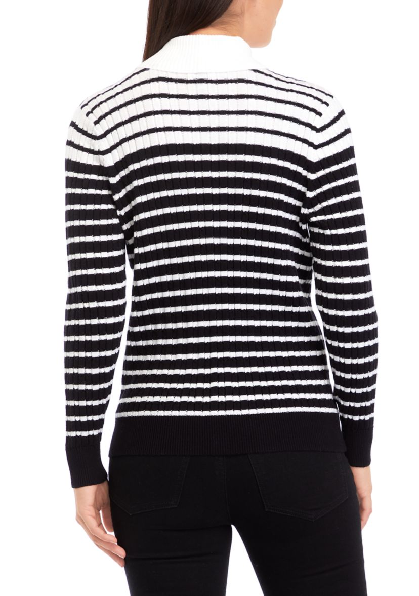 Petite Long Sleeve Cable Turtleneck Sweater 