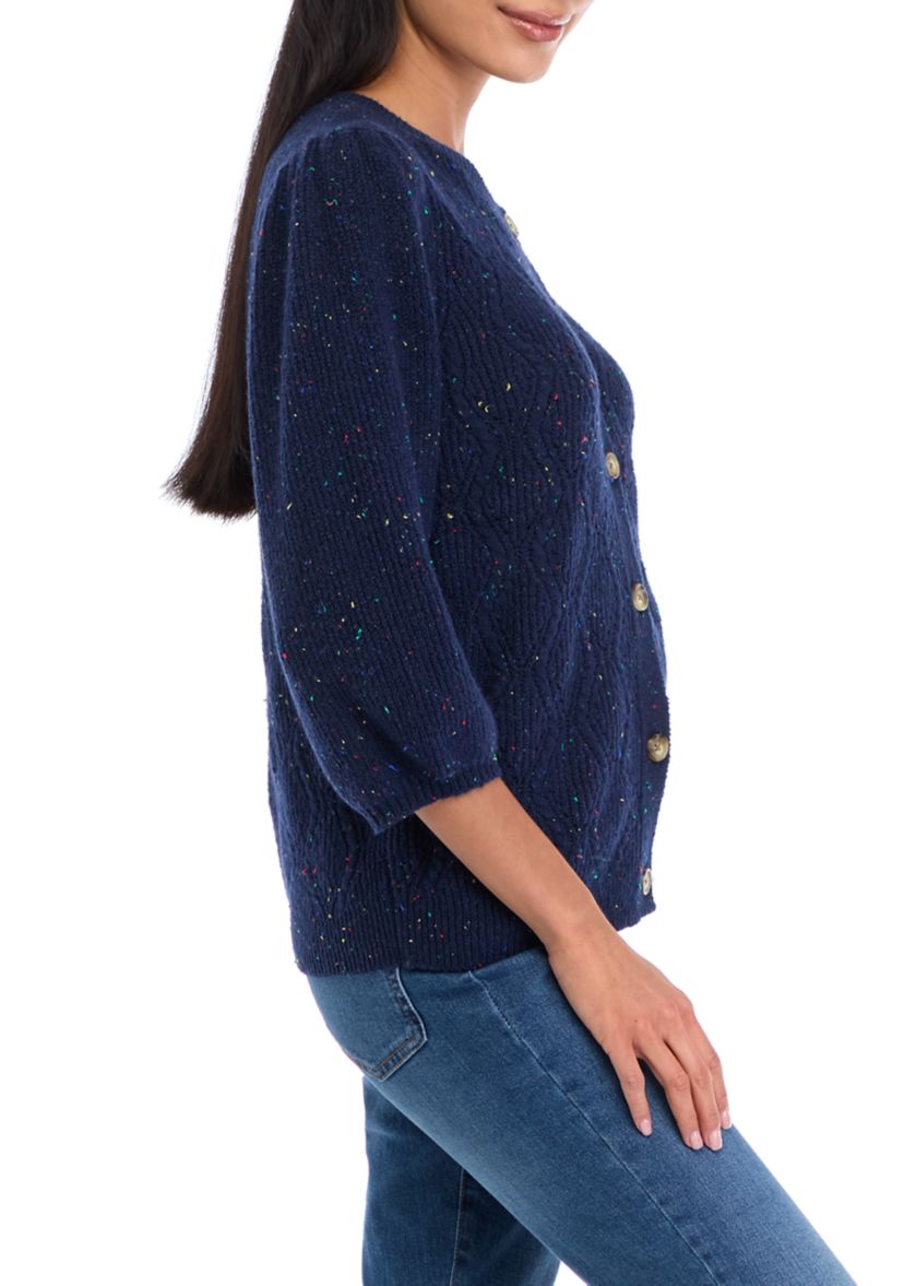 Petite Cable Knit Button Front Cardigan