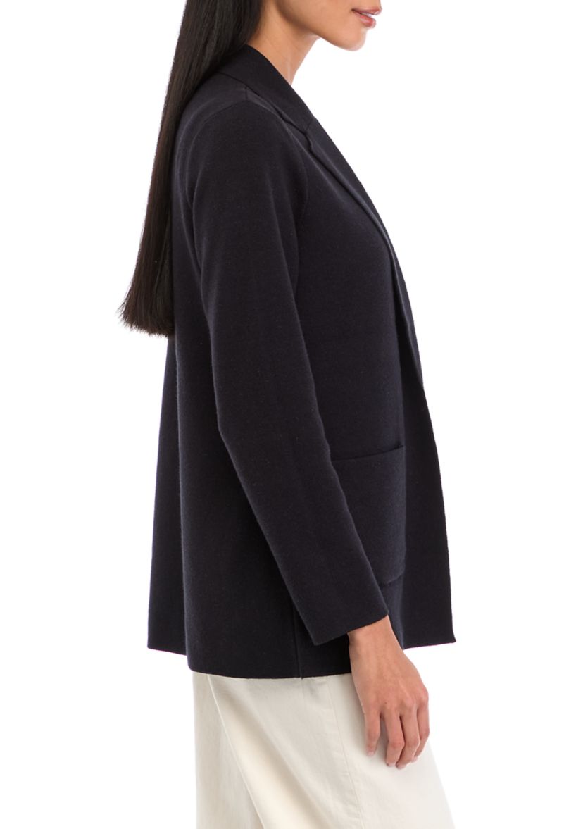 Petite  Long Sleeve Open Front Sweater Blazer 