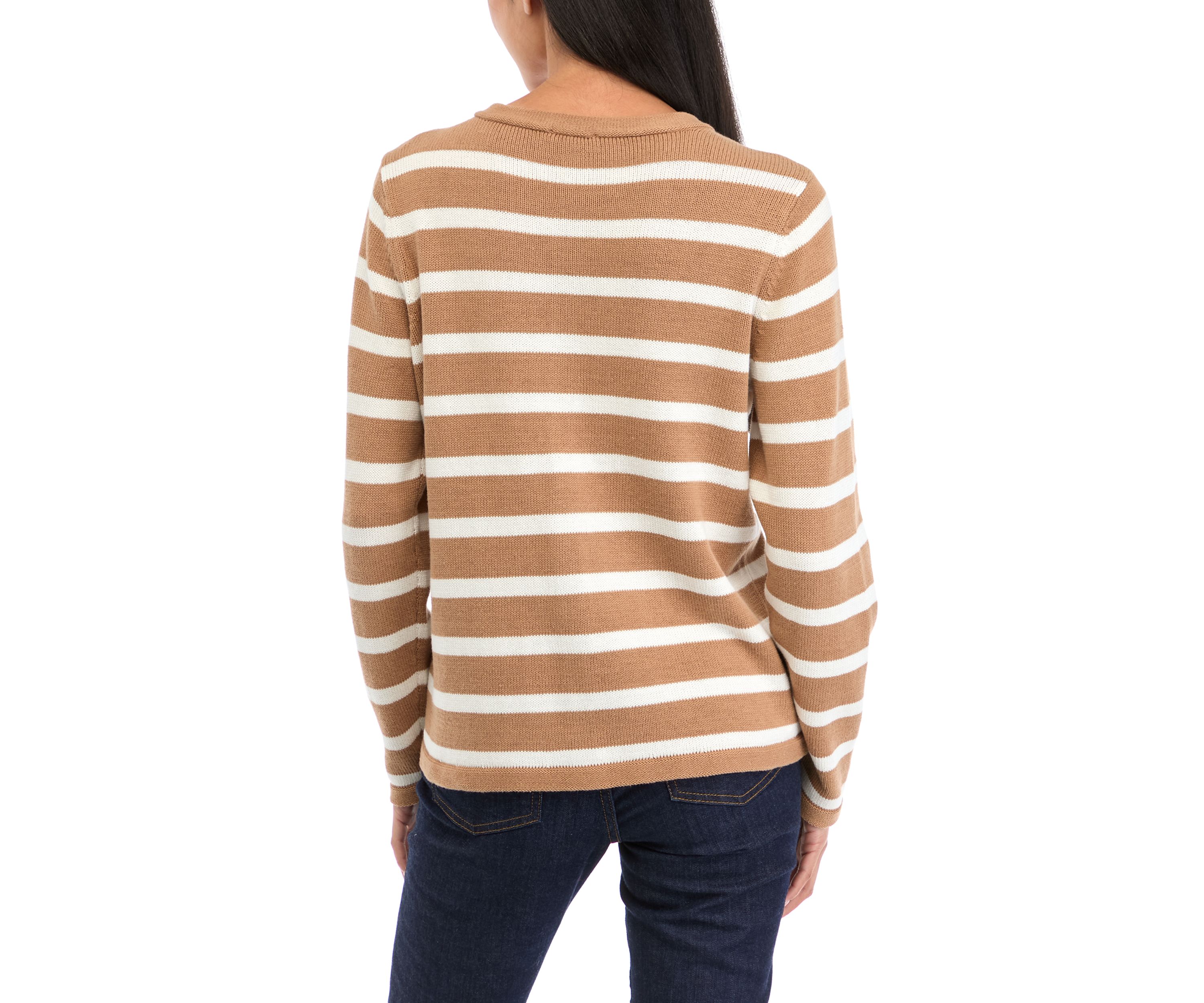 Petite Striped Button Up Cardigan 