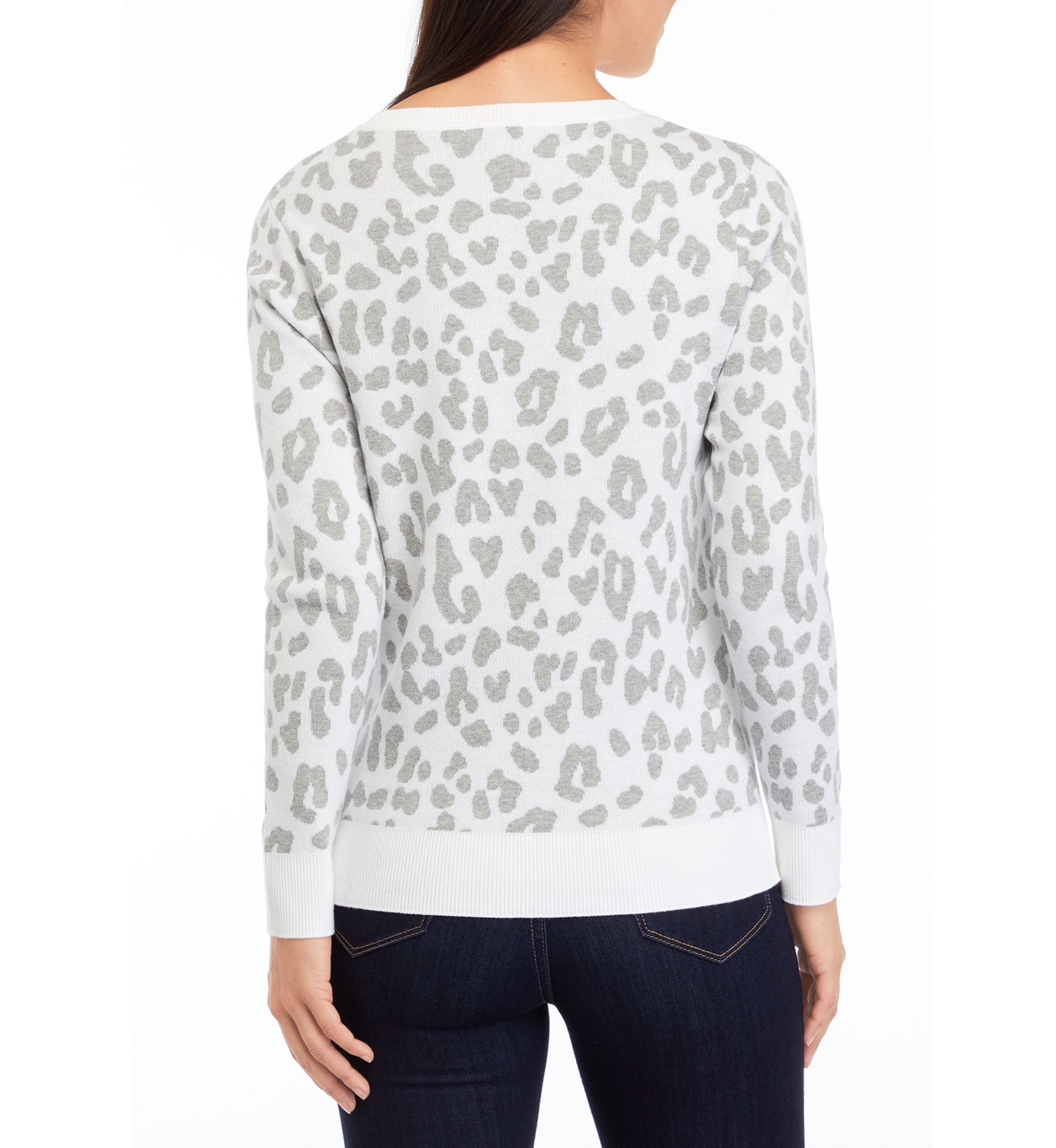 Petite Long Sleeve Animal Print Pullover