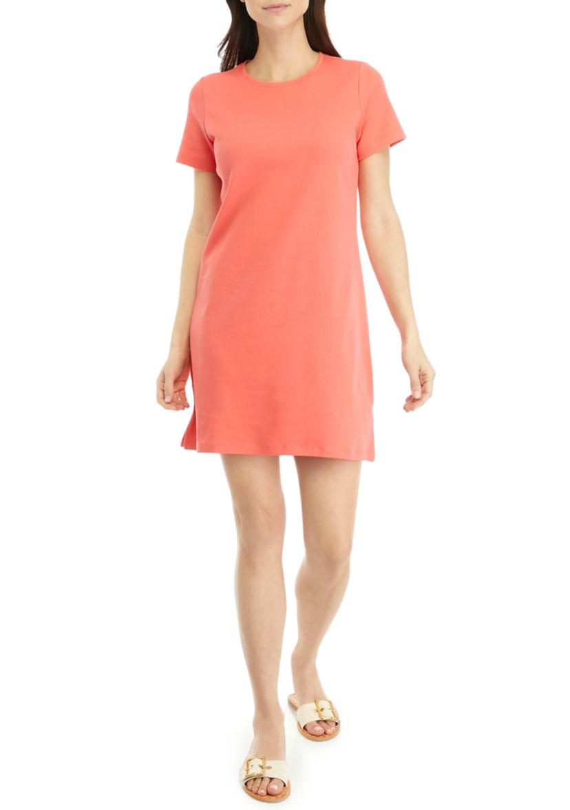 Petite Solid Crew Neck Dress