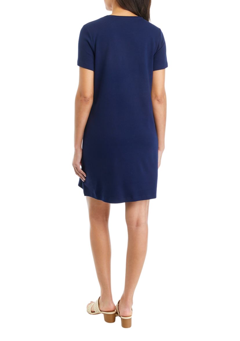 Petite Solid Crew Neck Dress