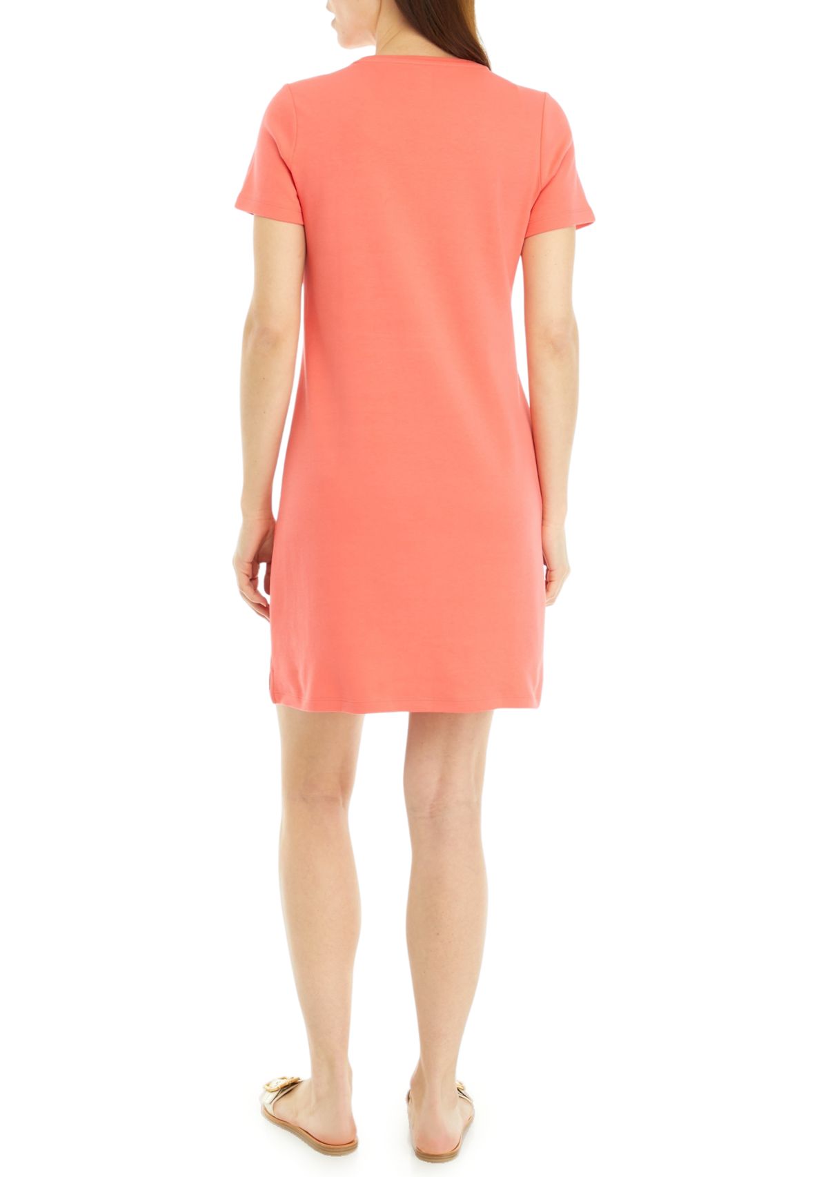 Petite Solid Crew Neck Dress