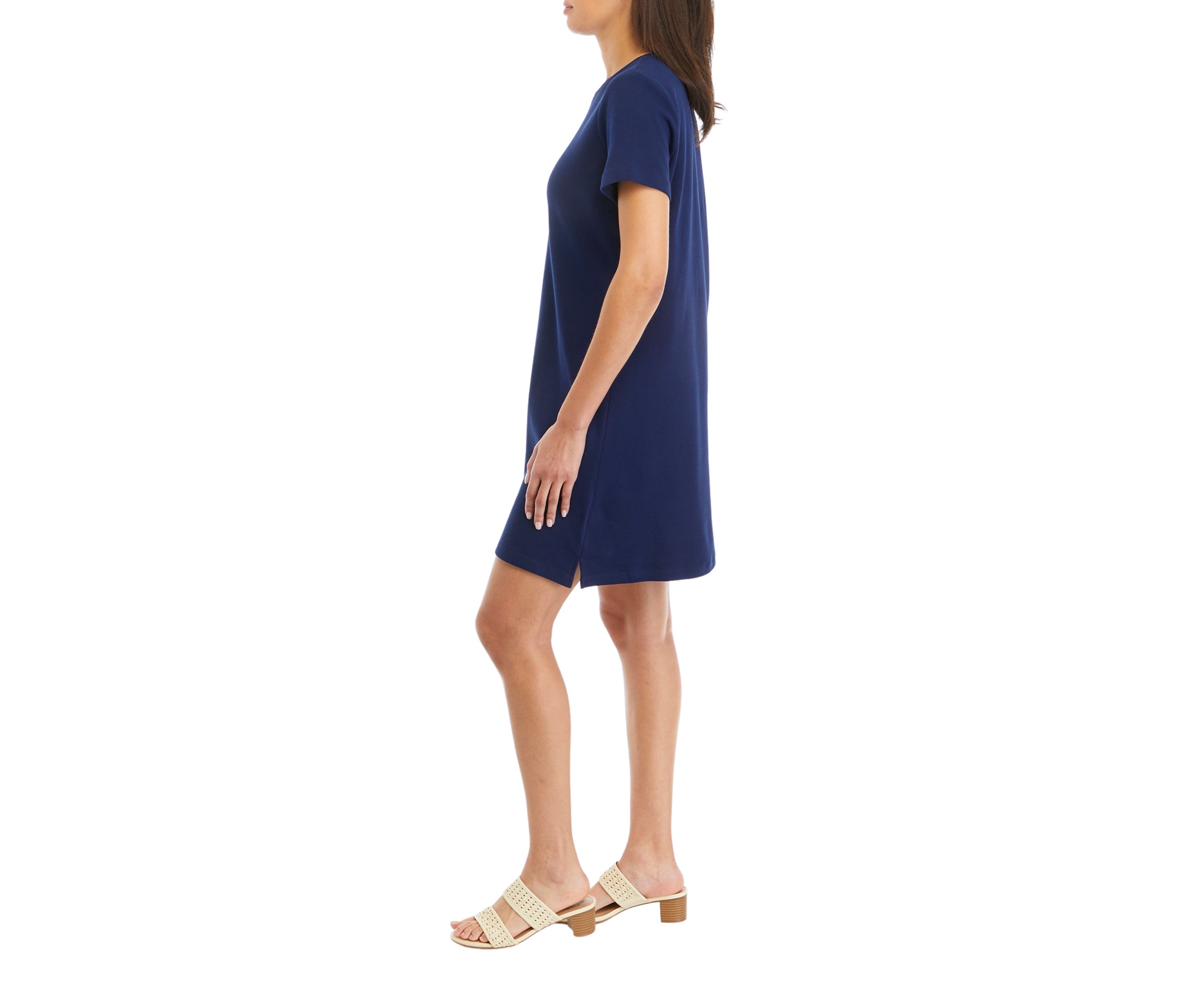 Petite Solid Crew Neck Dress