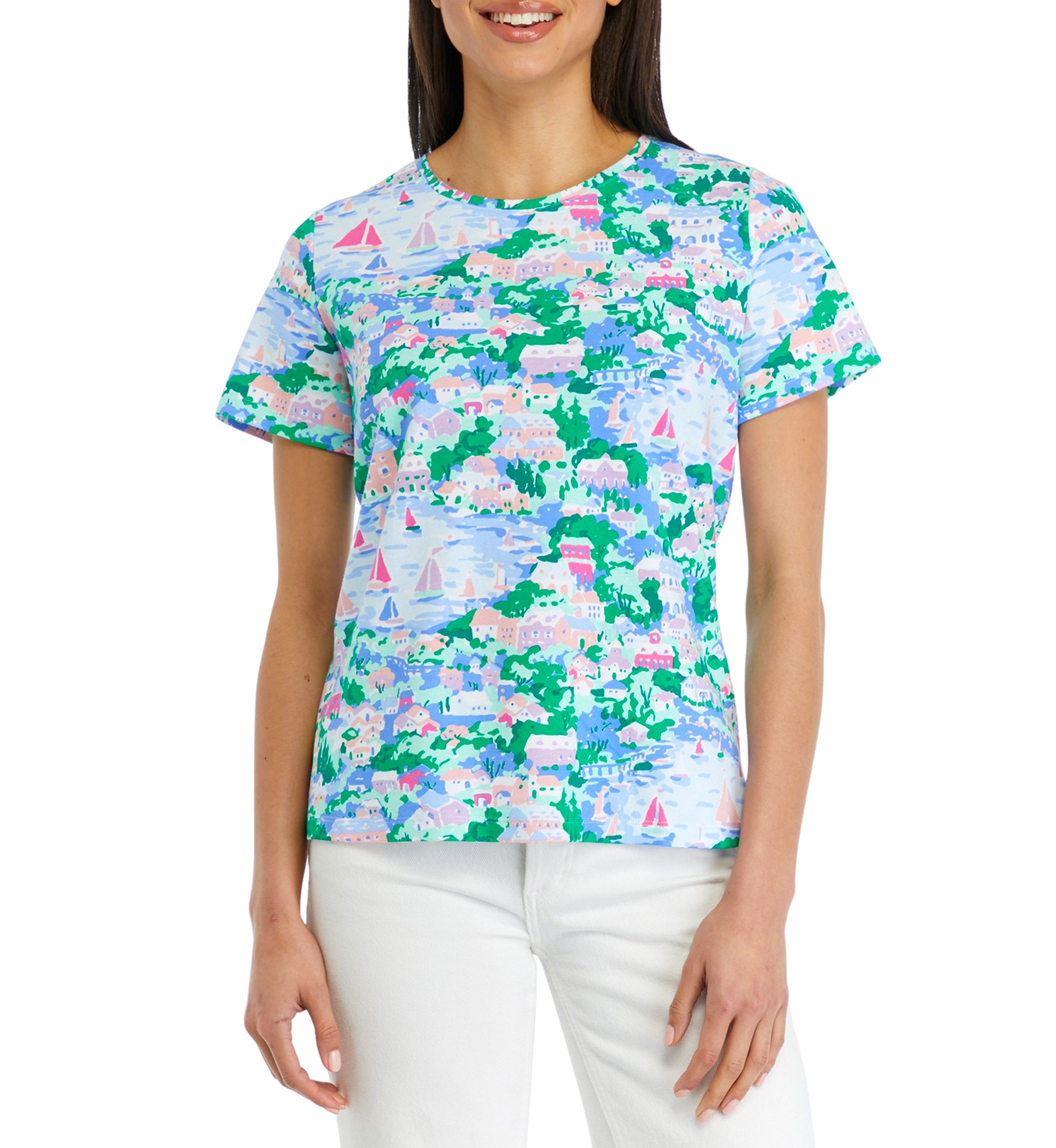 Petite Short Sleeve Printed Top