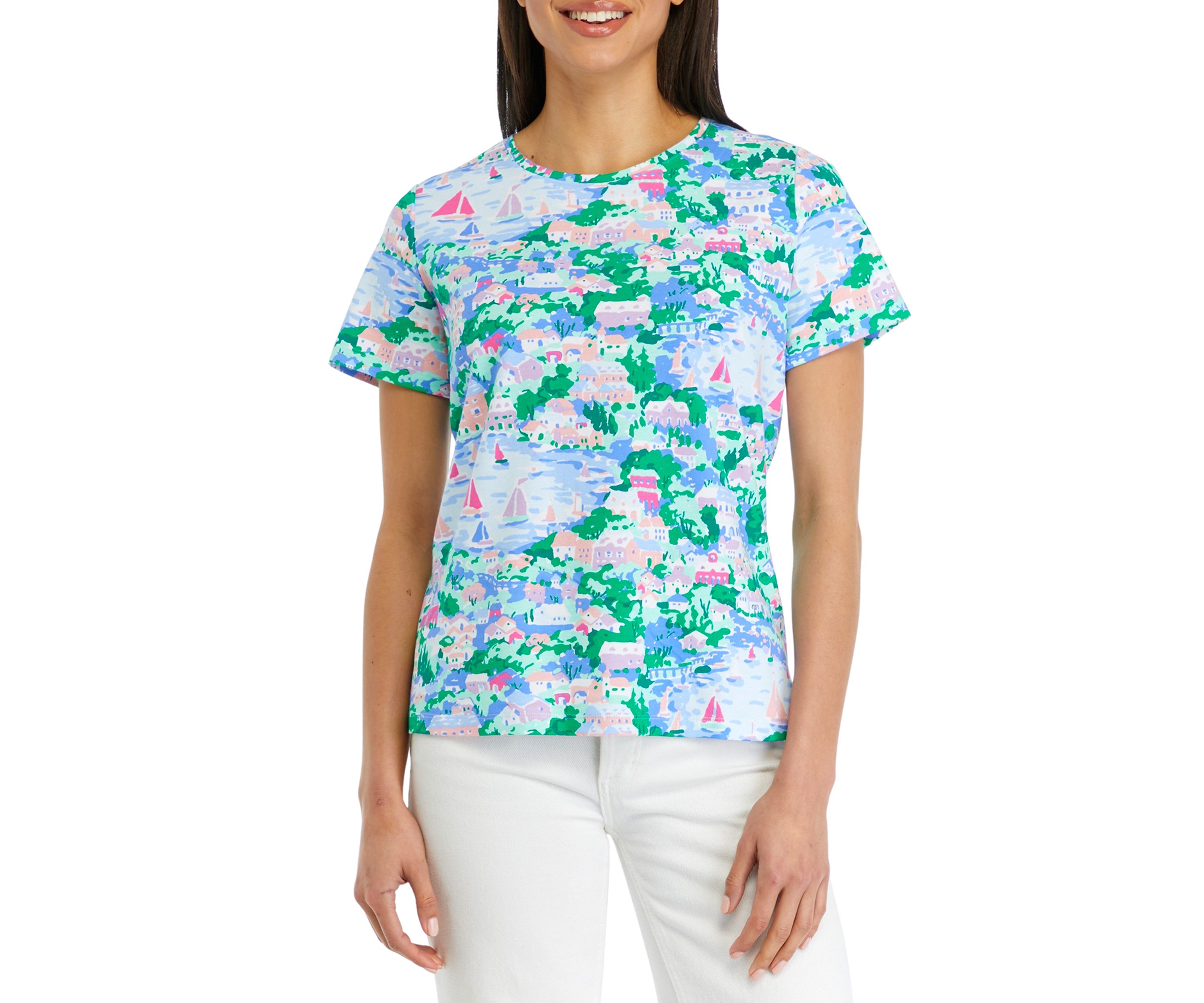 Petite Short Sleeve Printed Top