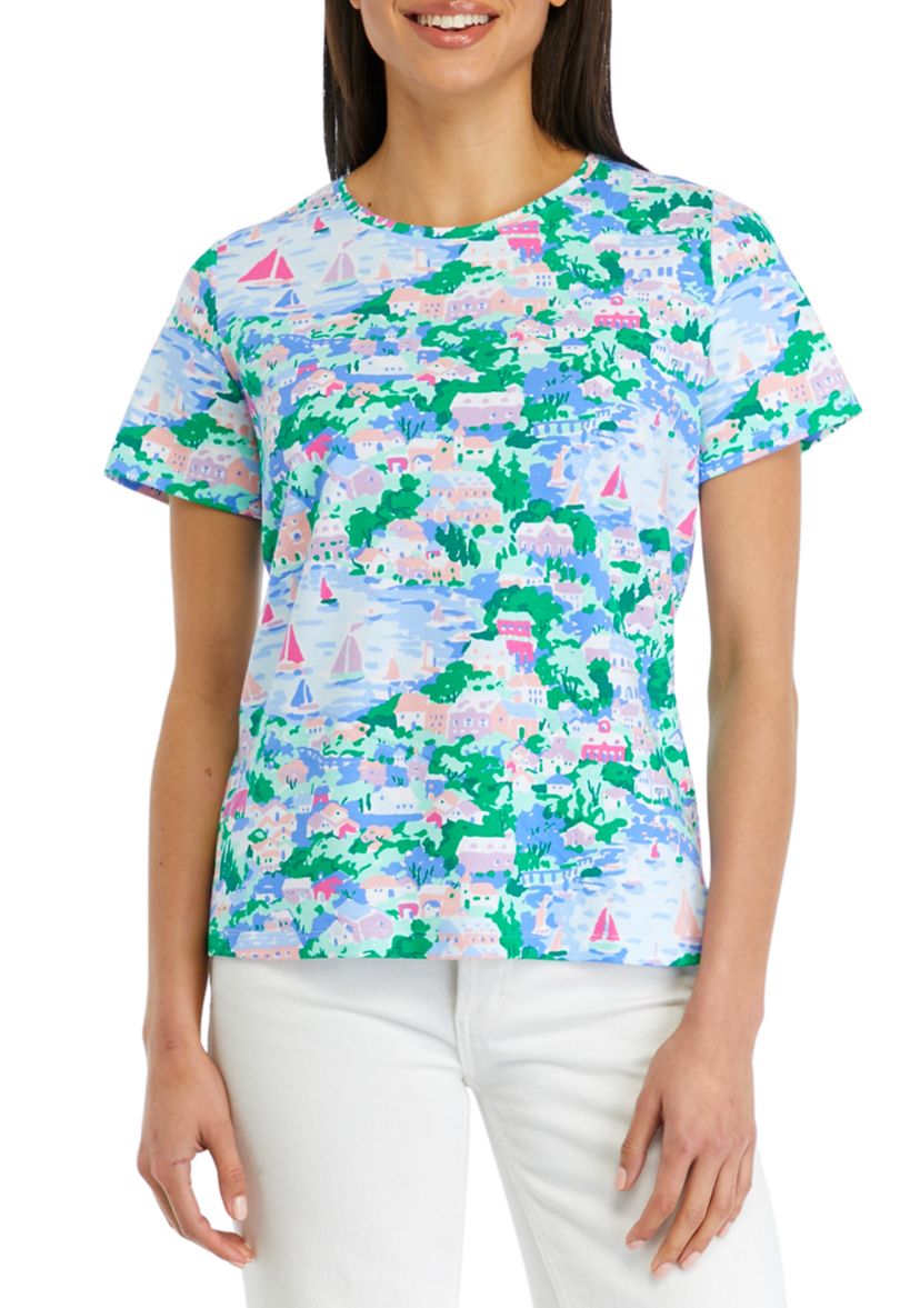 Petite Short Sleeve Printed Top