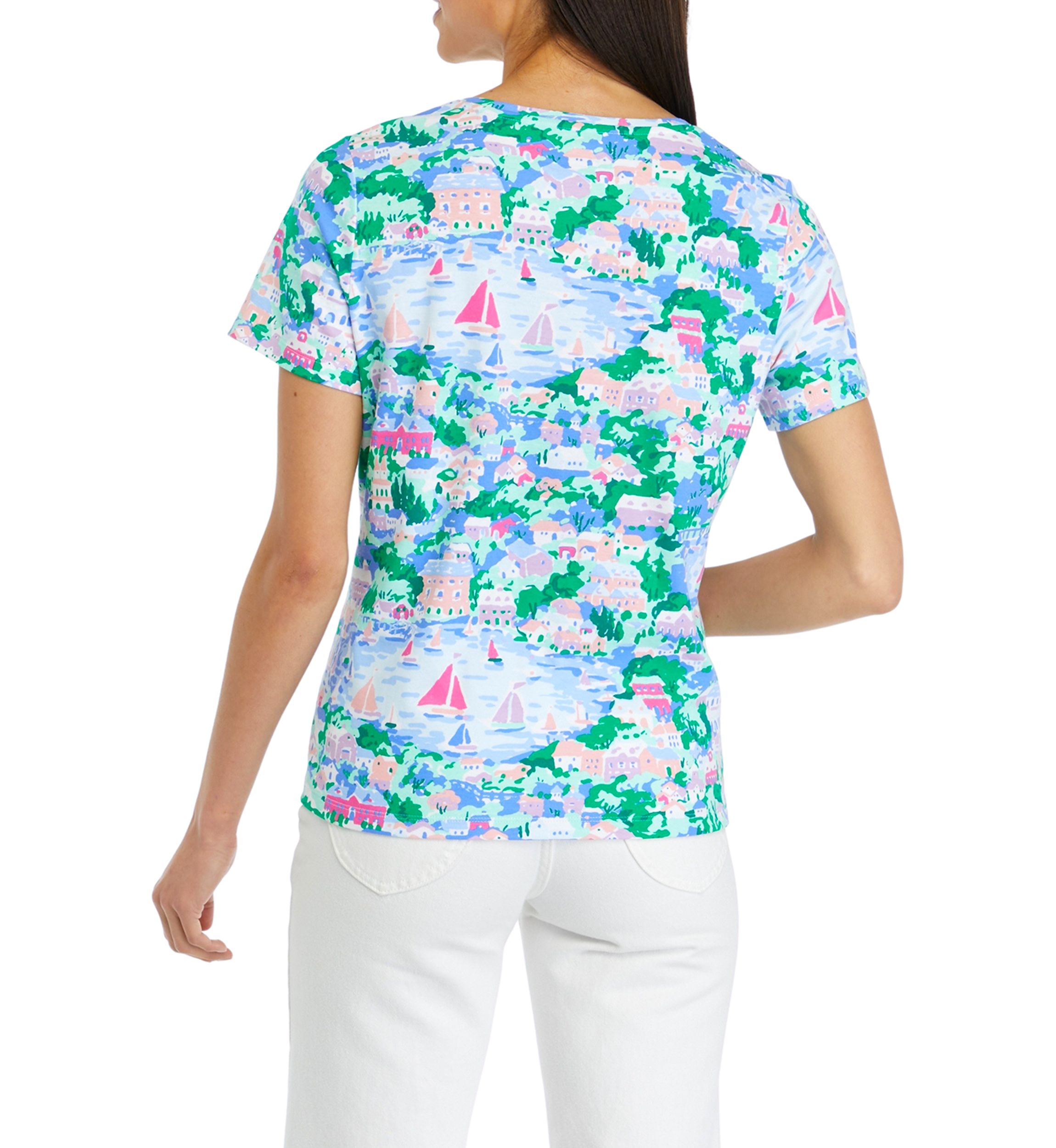 Petite Short Sleeve Printed Top