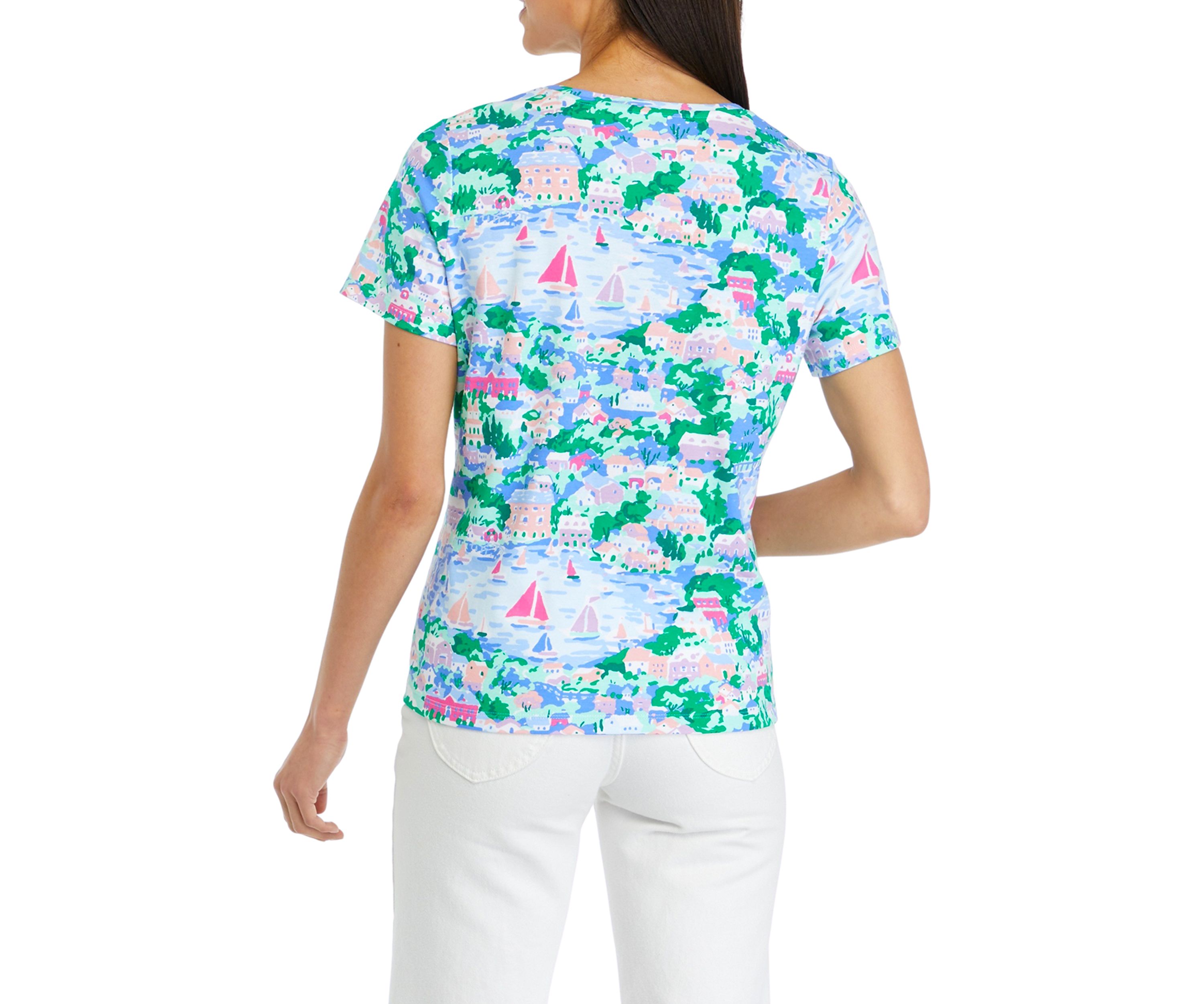 Petite Short Sleeve Printed Top