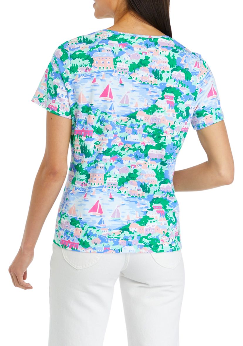 Petite Short Sleeve Printed Top