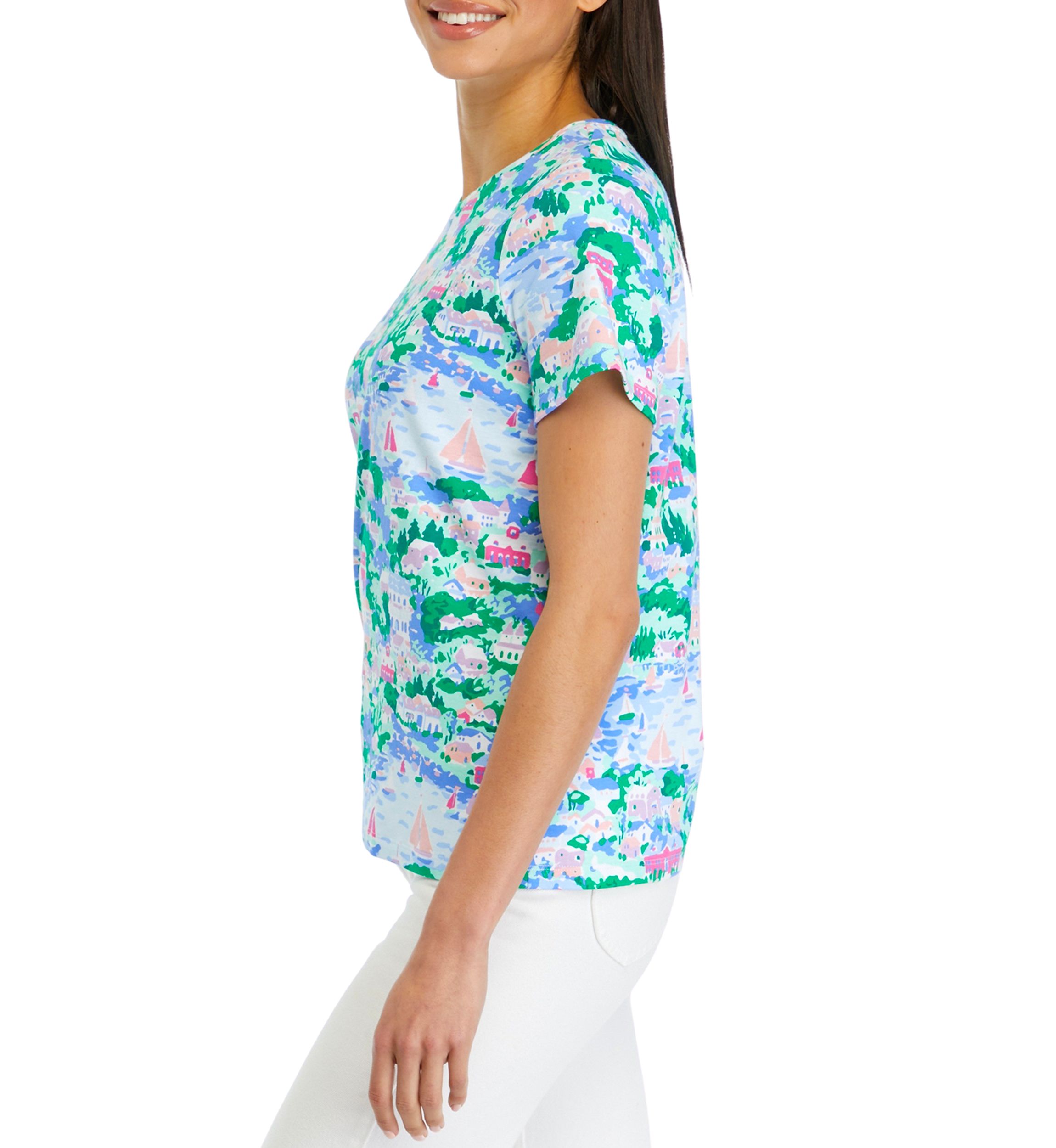 Petite Short Sleeve Printed Top