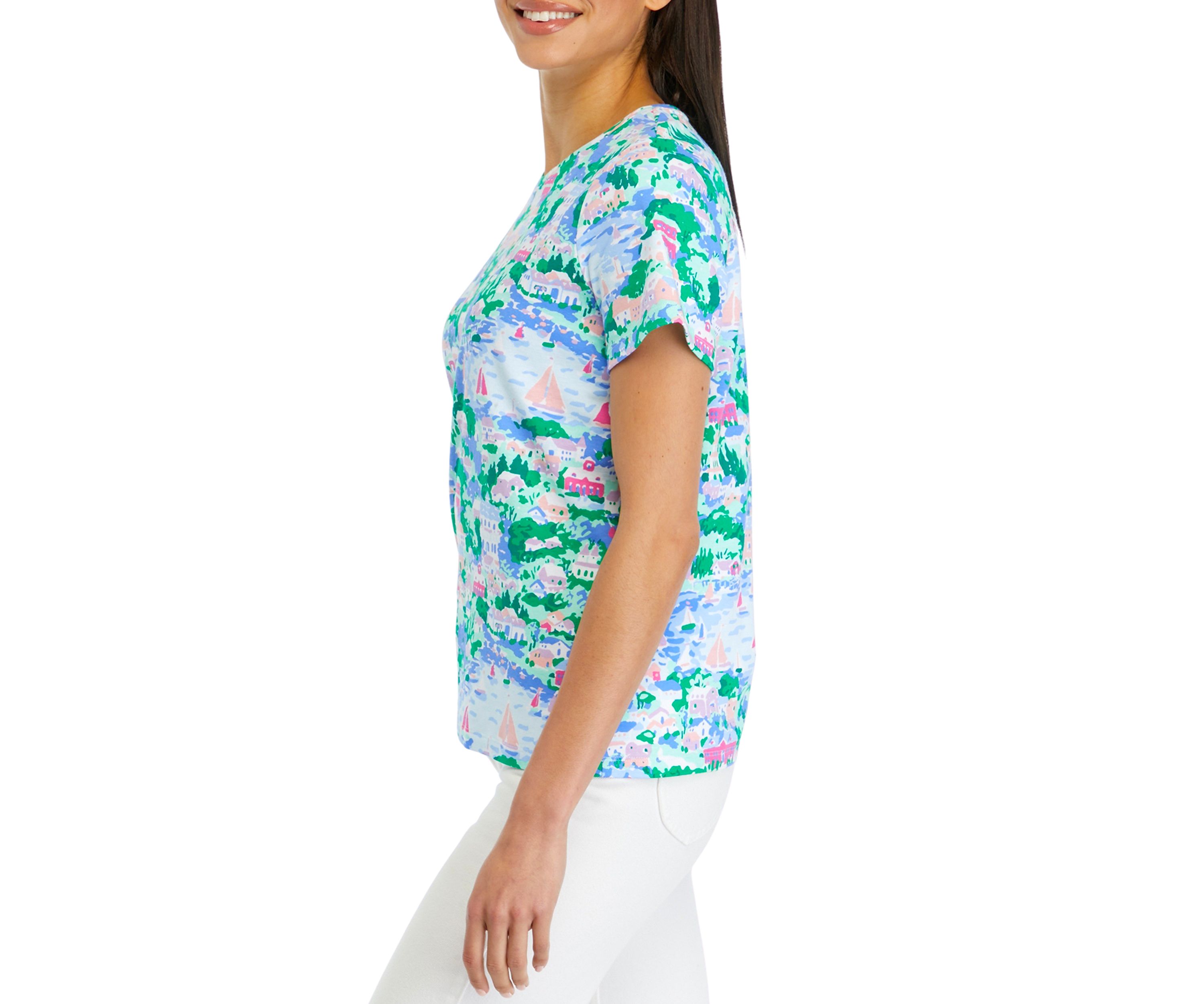 Petite Short Sleeve Printed Top