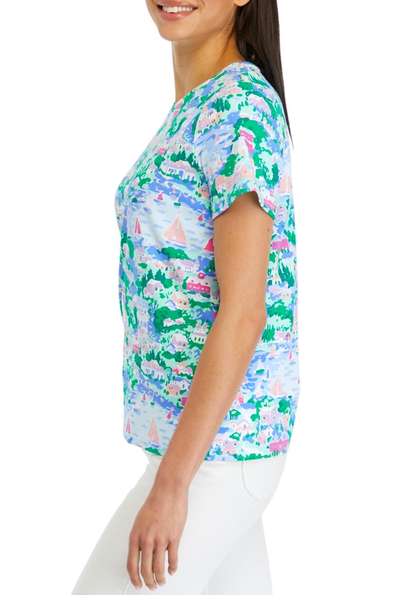Petite Short Sleeve Printed Top