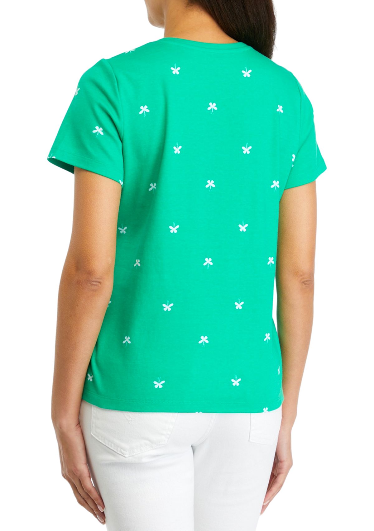 Petite Short Sleeve V-Neck Printed T-Shirt